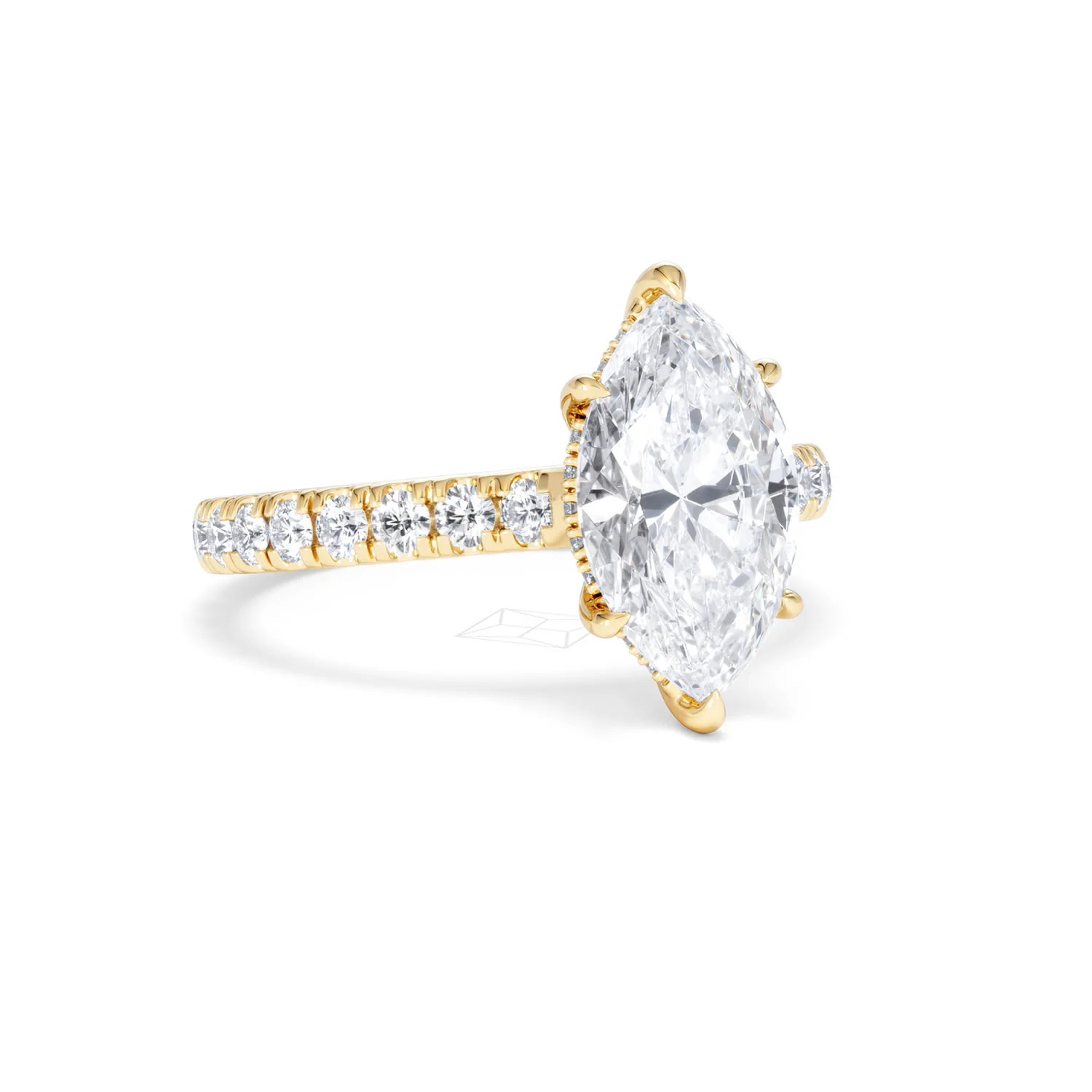 Amora Marquise 2.55ct Hidden Halo Lab Diamond Engagement Ring With Side Stones Set in 18K Gold - Image 13