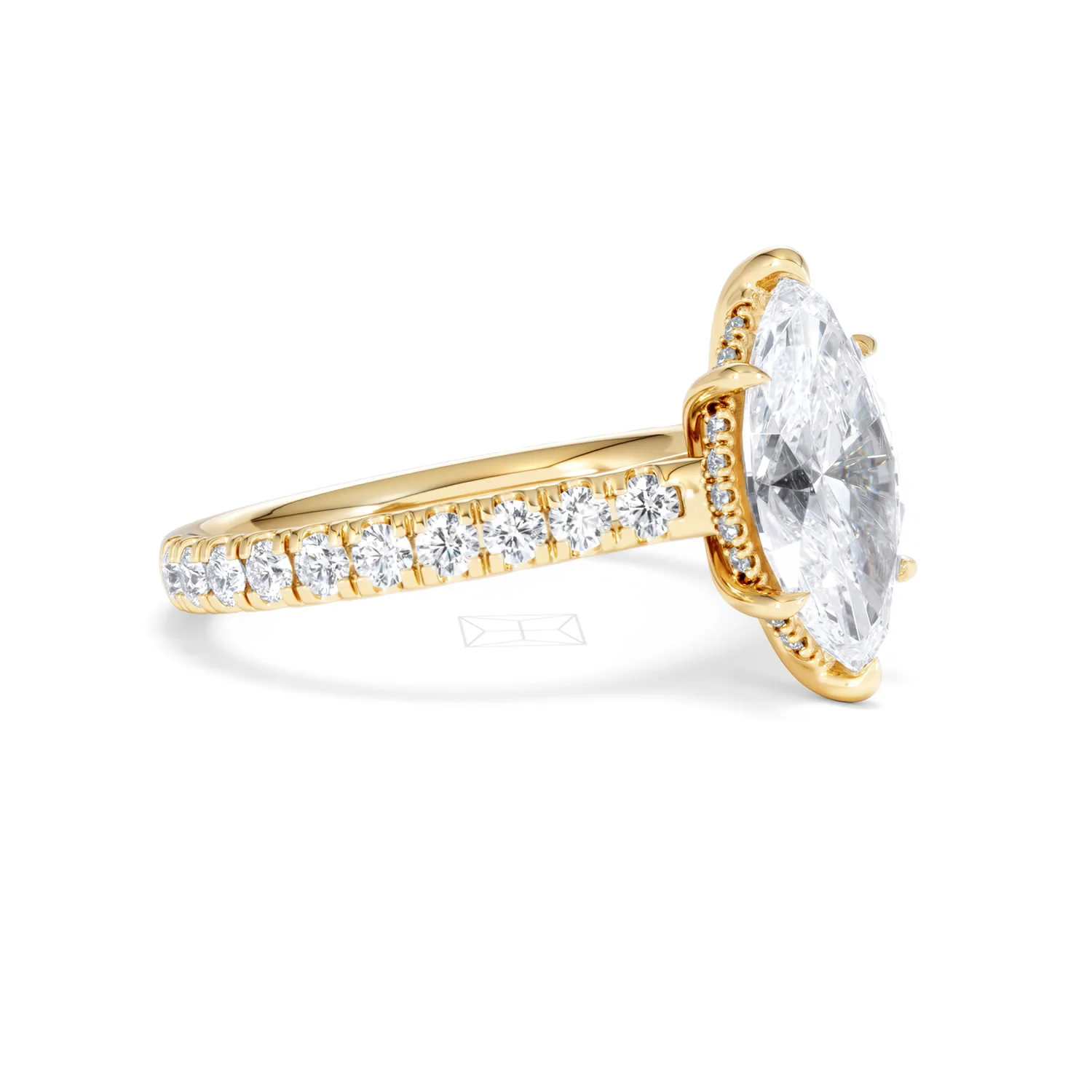 Amora Marquise 2.55ct Hidden Halo Lab Diamond Engagement Ring With Side Stones Set in 18K Gold - Image 19