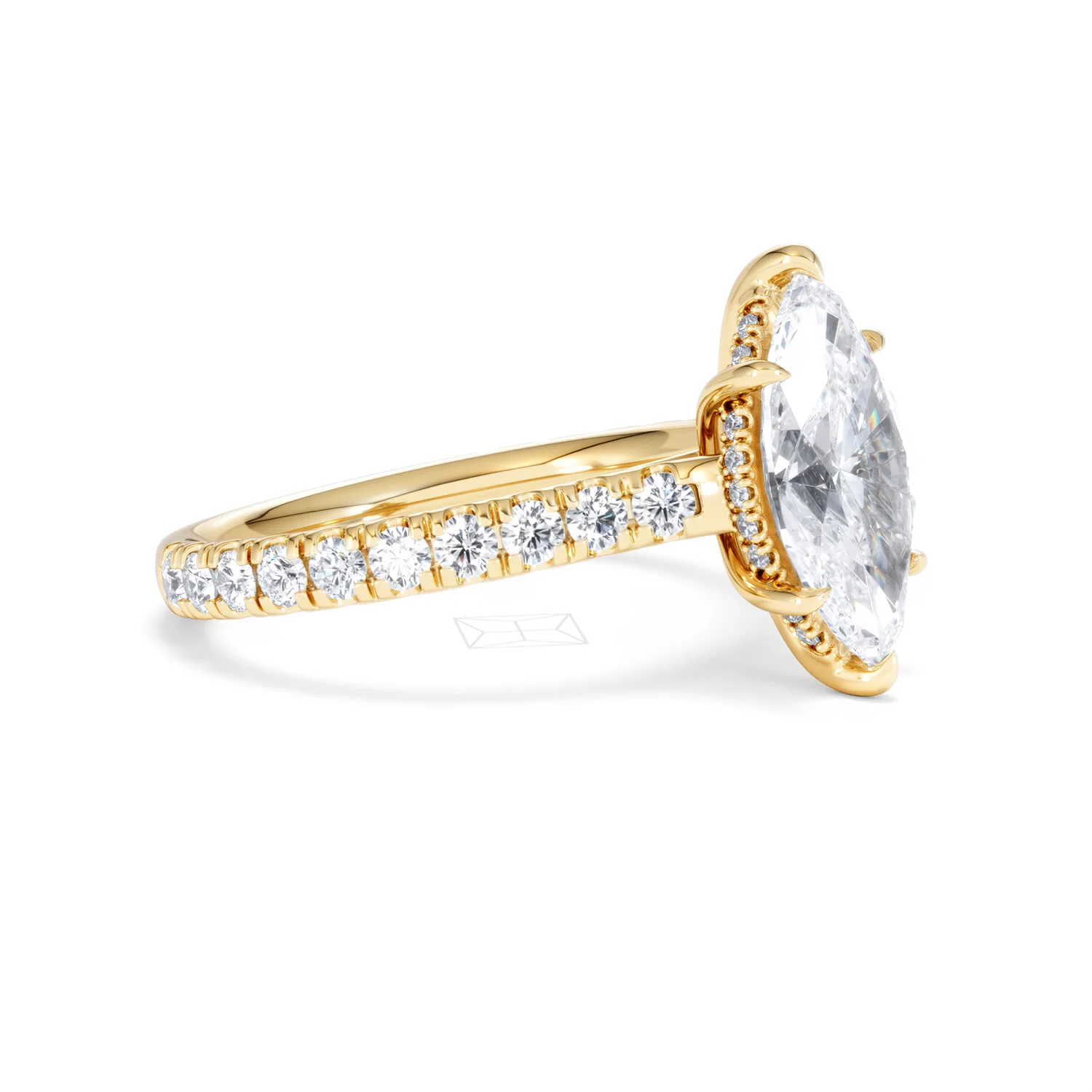 Amora Marquise 2.55ct Hidden Halo Lab Diamond Engagement Ring With Side Stones Set in 18K Gold - Image 20