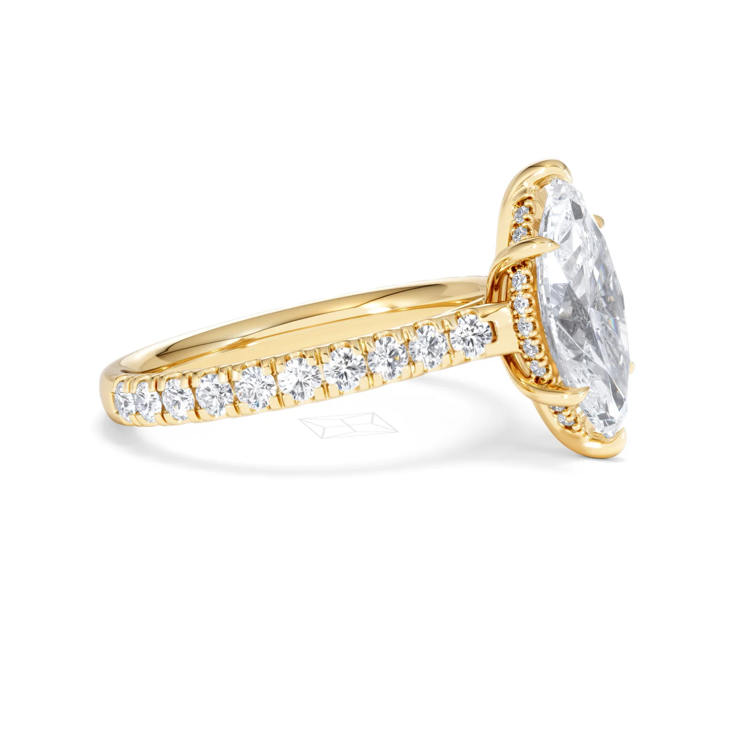 Amora Marquise 2.55ct Hidden Halo Lab Diamond Engagement Ring With Side Stones Set in 18K Gold - Image 22