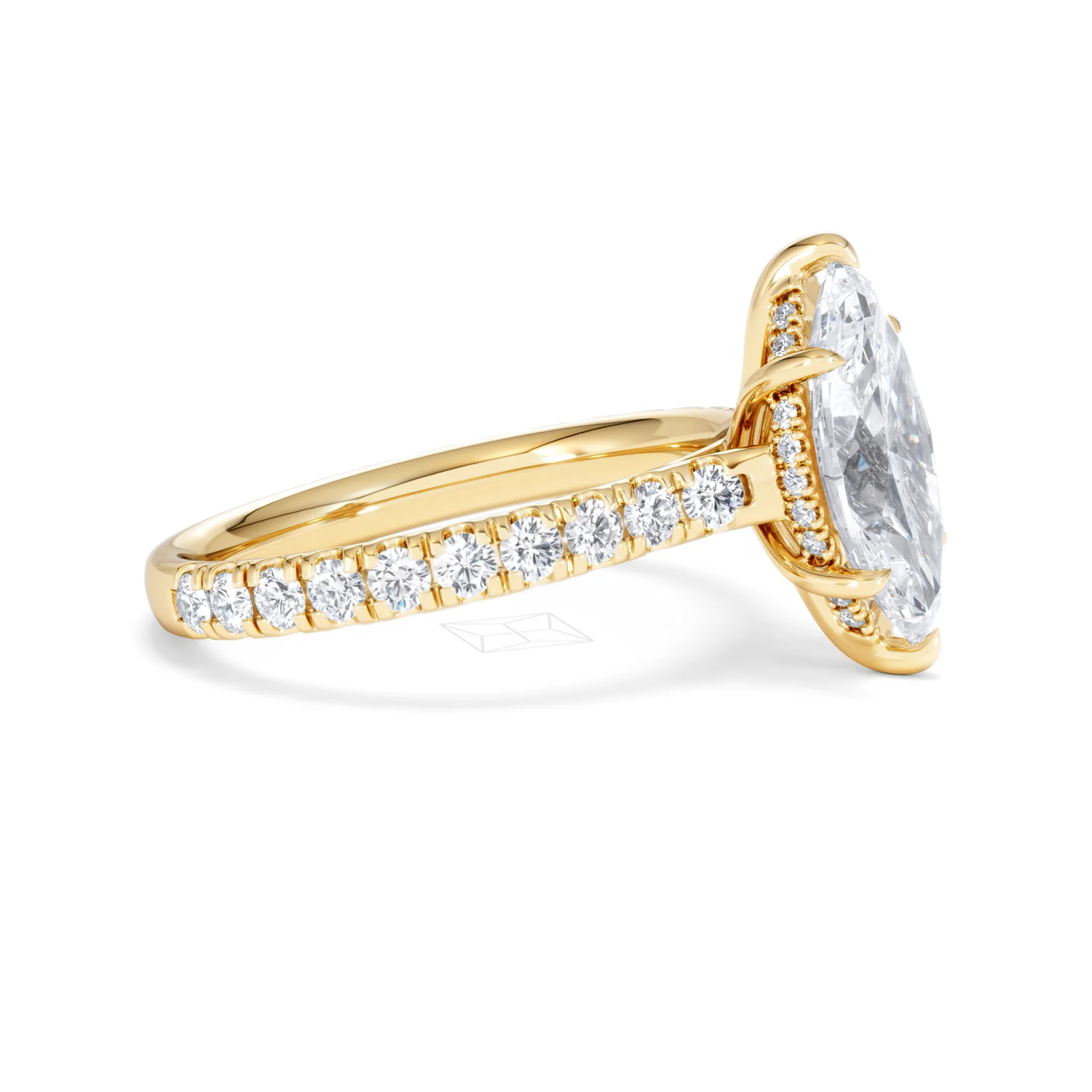 Amora Marquise 2.55ct Hidden Halo Lab Diamond Engagement Ring With Side Stones Set in 18K Gold - Image 23