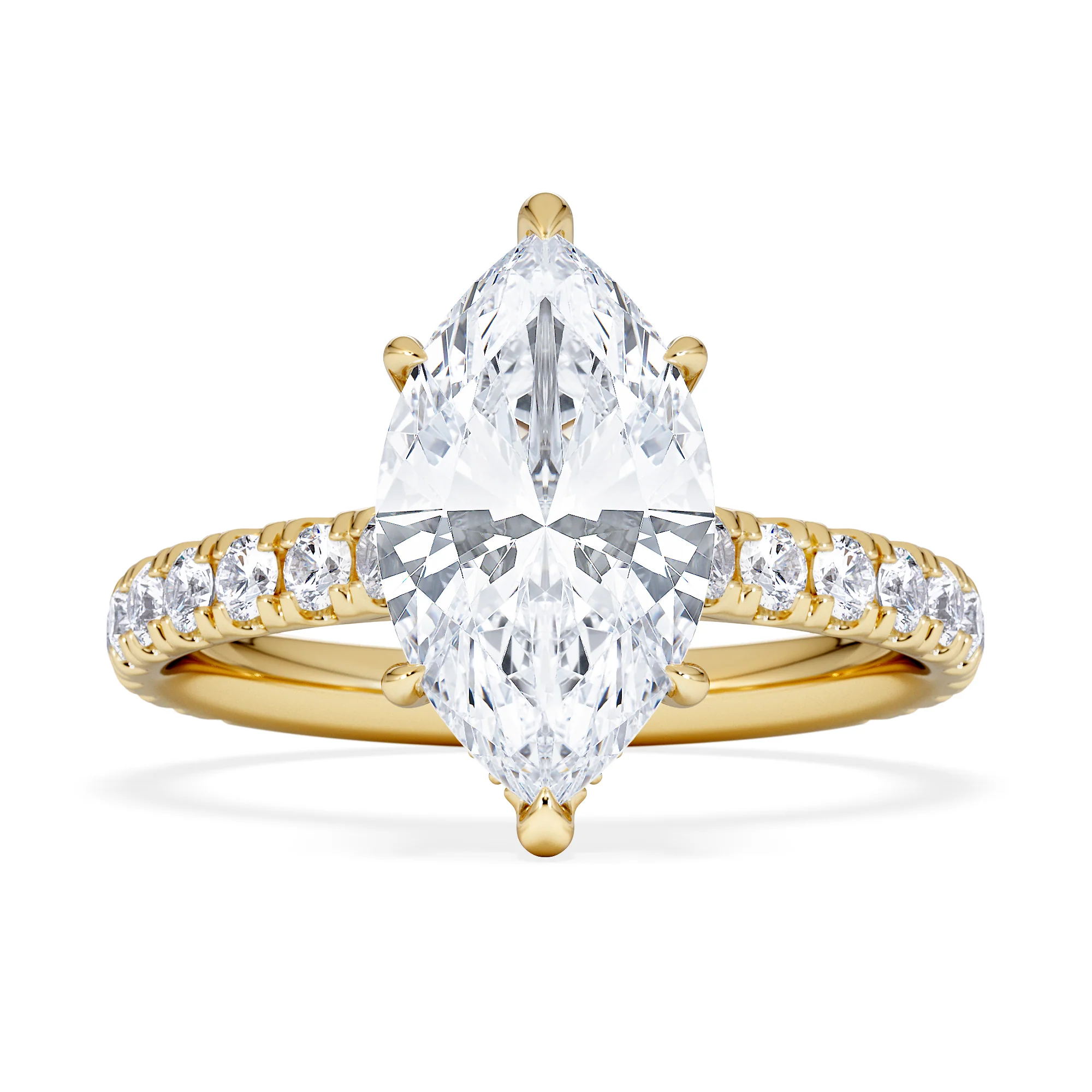 Amora Marquise 2.55ct Hidden Halo Lab Diamond Engagement Ring With Side Stones Set in 18K Gold - Image 6