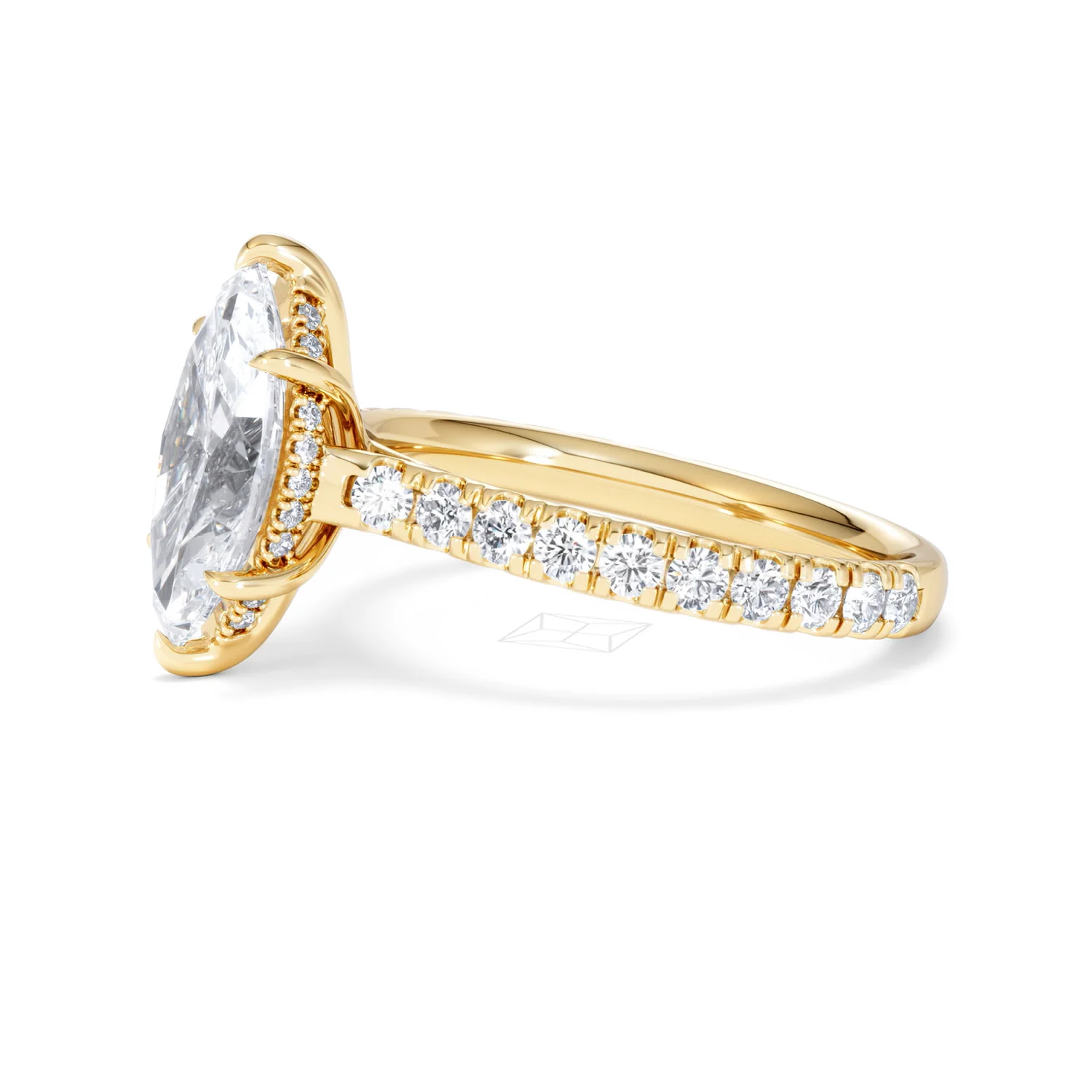 Amora Marquise 2.55ct Hidden Halo Lab Diamond Engagement Ring With Side Stones Set in 18K Gold - Image 73
