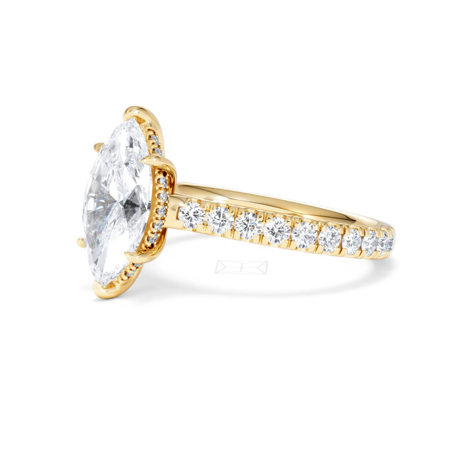 Amora Marquise 2.55ct Hidden Halo Lab Diamond Engagement Ring With Side Stones Set in 18K Gold - Image 77