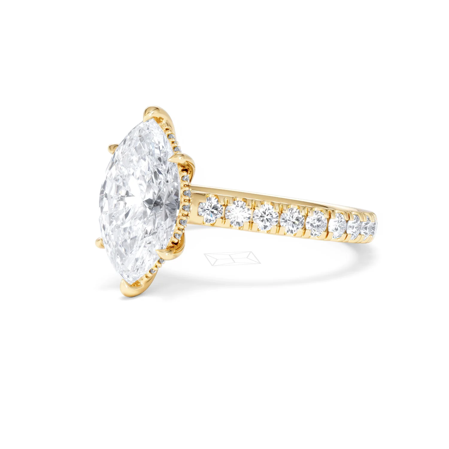 Amora Marquise 2.55ct Hidden Halo Lab Diamond Engagement Ring With Side Stones Set in 18K Gold - Image 80