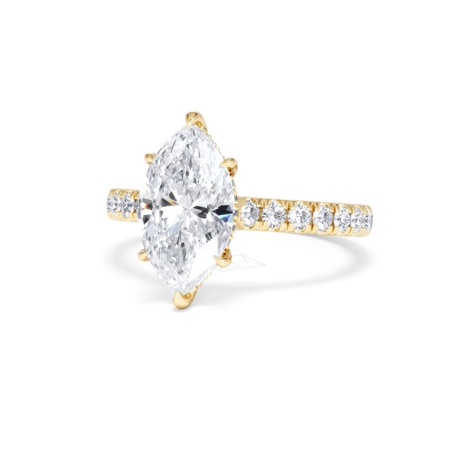 Amora Marquise 2.55ct Hidden Halo Lab Diamond Engagement Ring With Side Stones Set in 18K Gold - Image 84