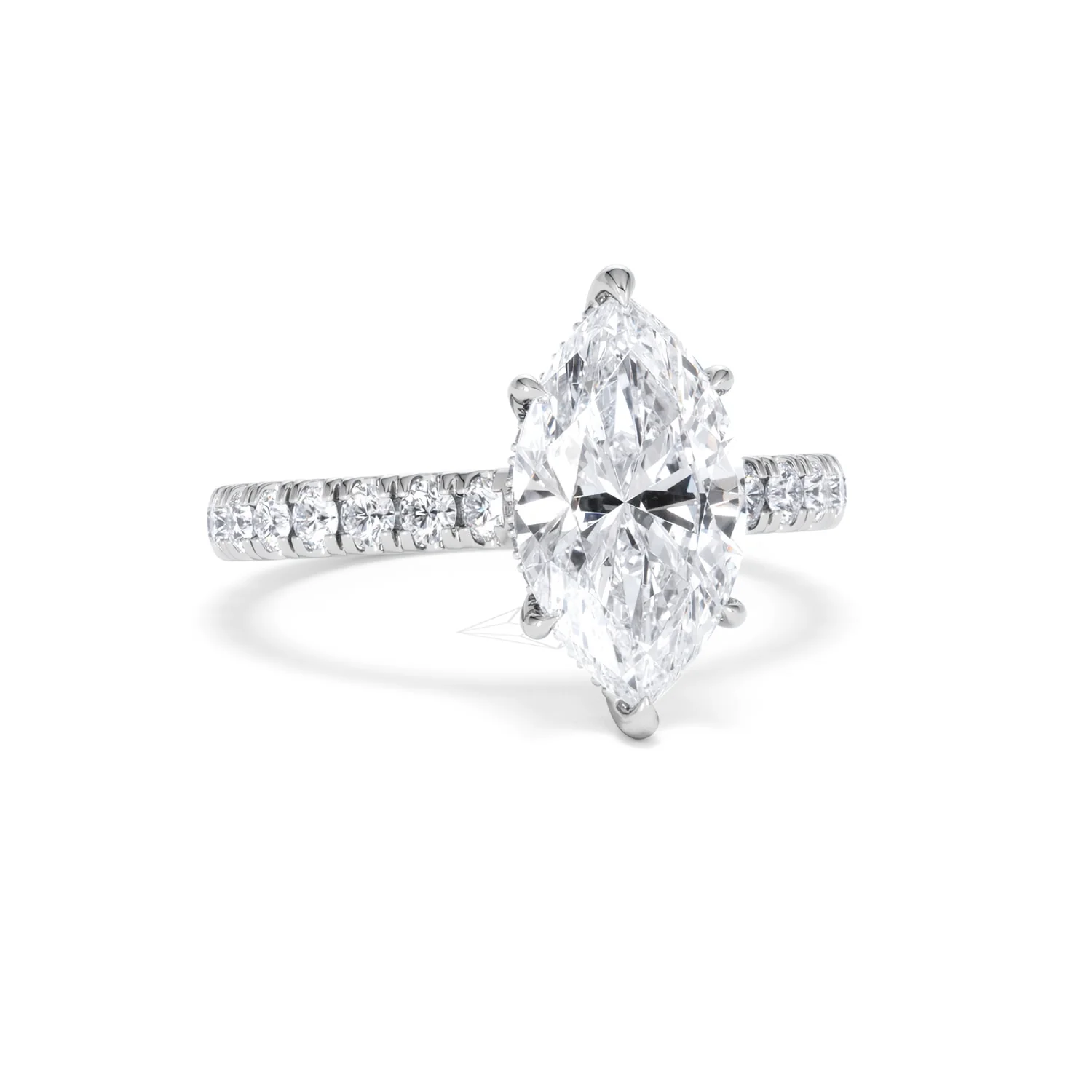 Amora Marquise 2.55ct Hidden Halo Lab Diamond Engagement Ring With Side Stones Set in 18K White Gold - Image 11