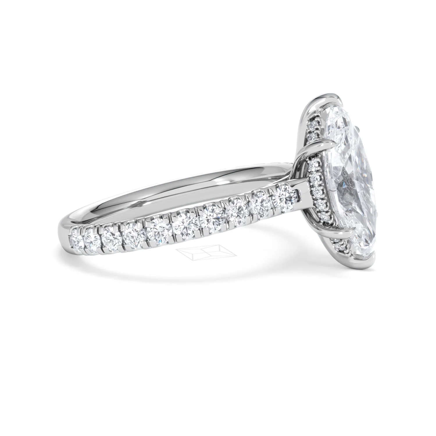 Amora Marquise 2.55ct Hidden Halo Lab Diamond Engagement Ring With Side Stones Set in 18K White Gold - Image 23
