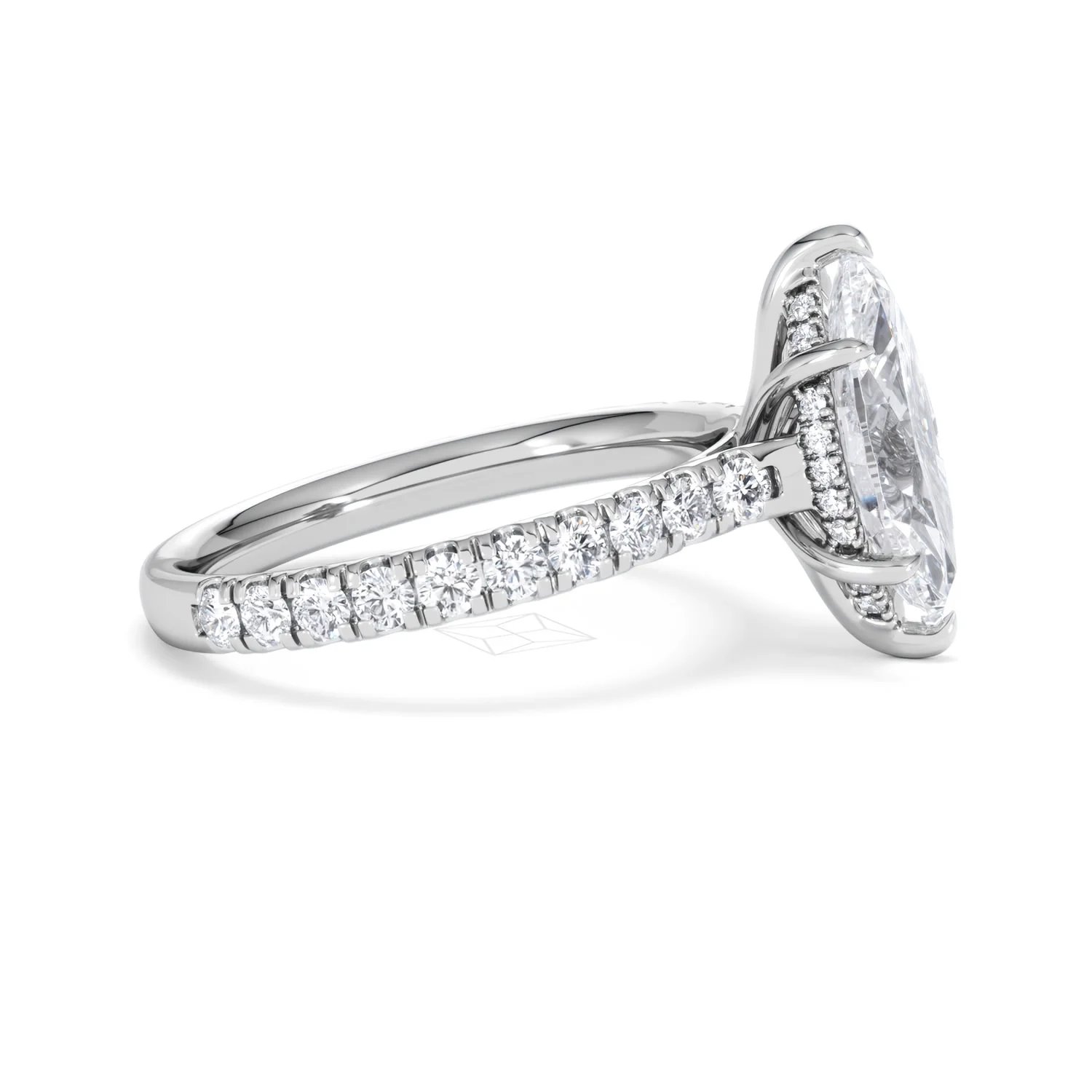 Amora Marquise 2.55ct Hidden Halo Lab Diamond Engagement Ring With Side Stones Set in 18K White Gold - Image 25