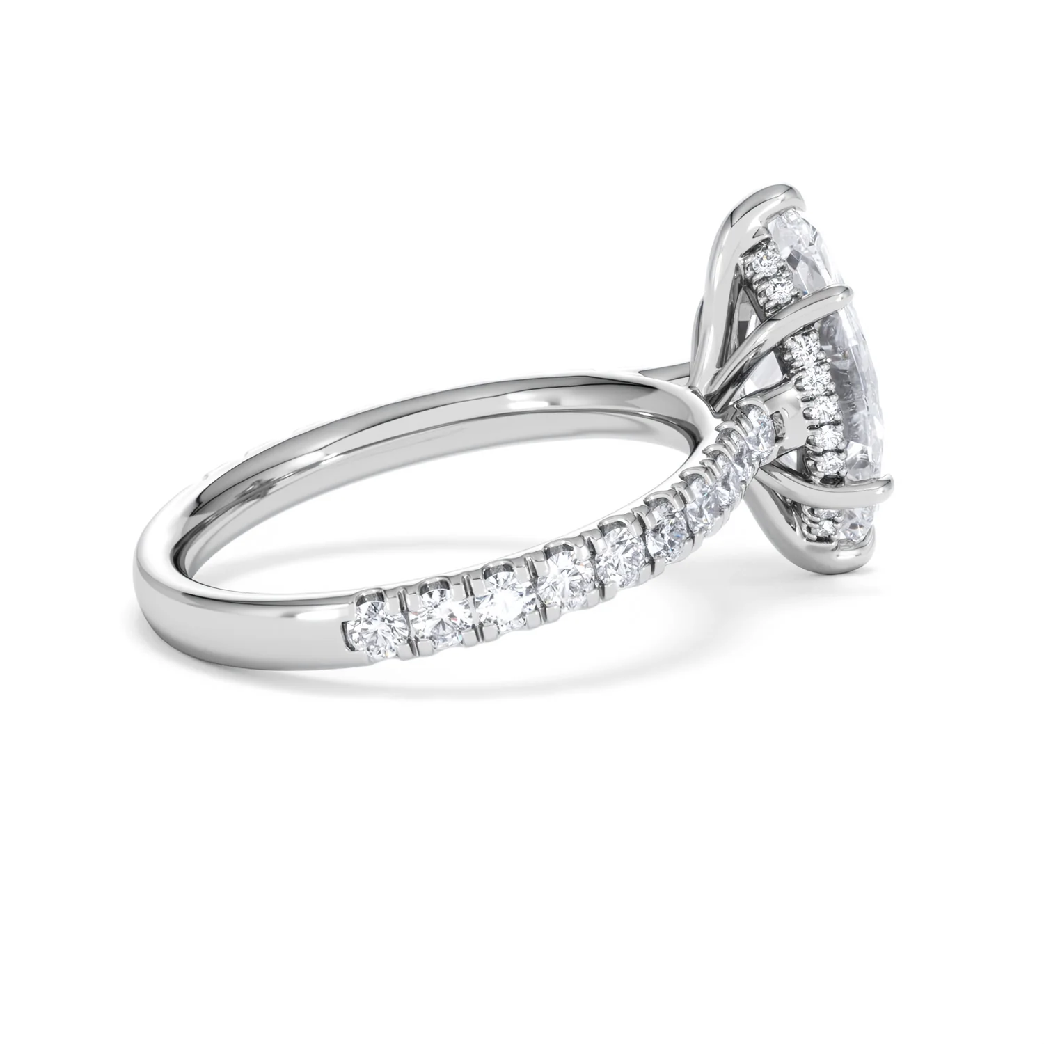 Amora Marquise 2.55ct Hidden Halo Lab Diamond Engagement Ring With Side Stones Set in 18K White Gold - Image 33