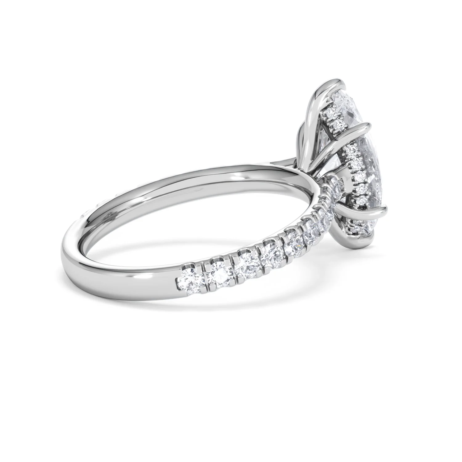 Amora Marquise 2.55ct Hidden Halo Lab Diamond Engagement Ring With Side Stones Set in 18K White Gold - Image 35
