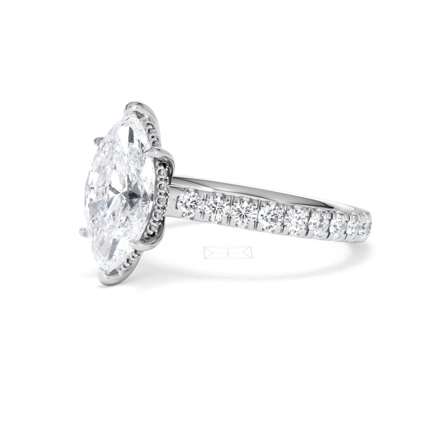 Amora Marquise 2.55ct Hidden Halo Lab Diamond Engagement Ring With Side Stones Set in 18K White Gold - Image 78