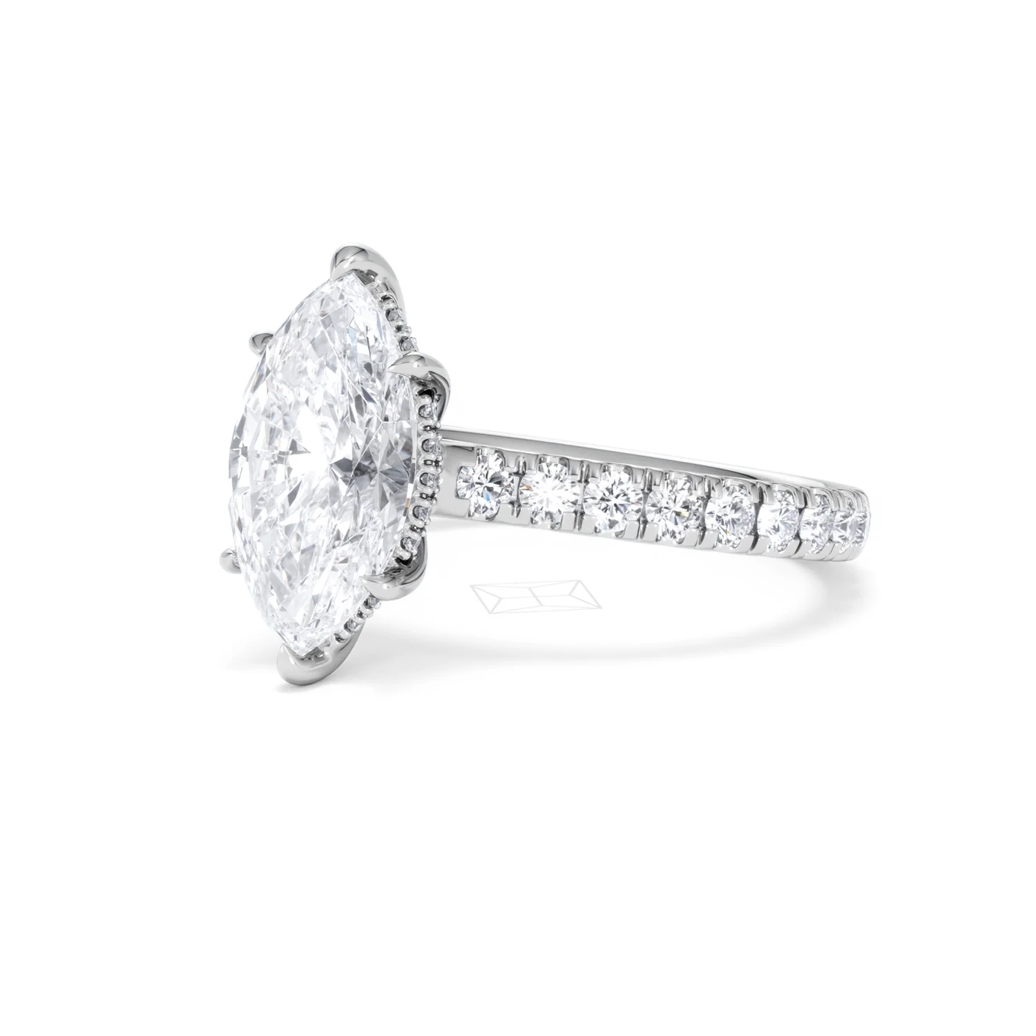 Amora Marquise 2.55ct Hidden Halo Lab Diamond Engagement Ring With Side Stones Set in 18K White Gold - Image 80