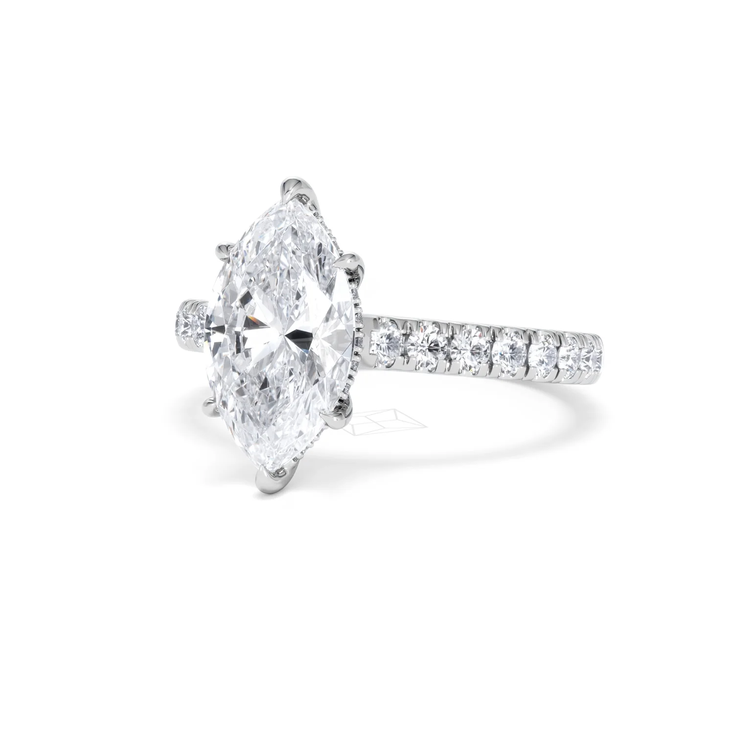 Amora Marquise 2.55ct Hidden Halo Lab Diamond Engagement Ring With Side Stones Set in 18K White Gold - Image 83
