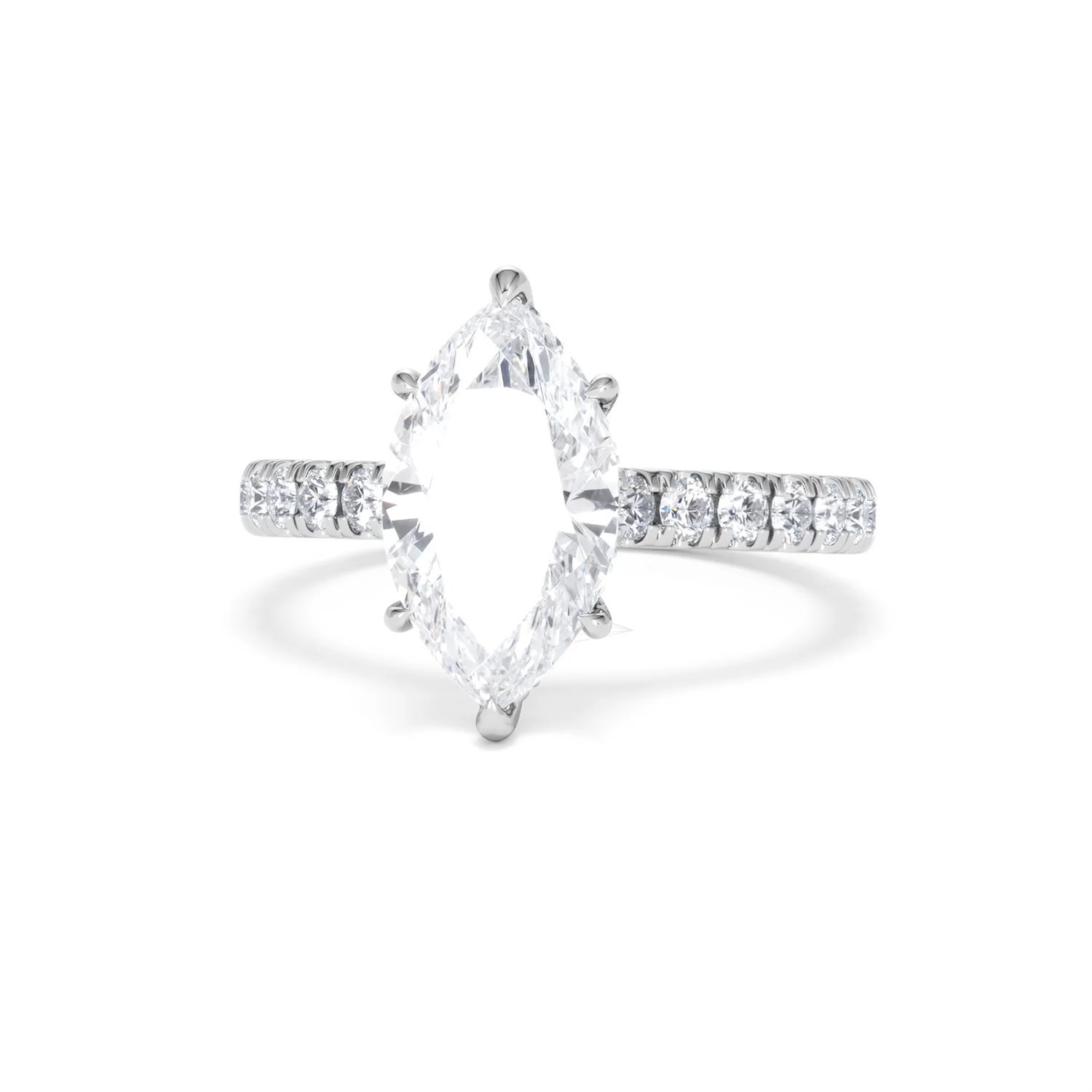 Amora Marquise 2.55ct Hidden Halo Lab Diamond Engagement Ring With Side Stones Set in 18K White Gold - Image 86