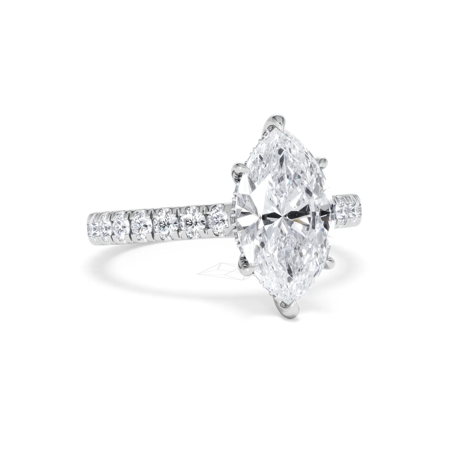 Amora Marquise 2.55ct Hidden Halo Lab Diamond Engagement Ring With Side Stones Set in Platinum - Image 12