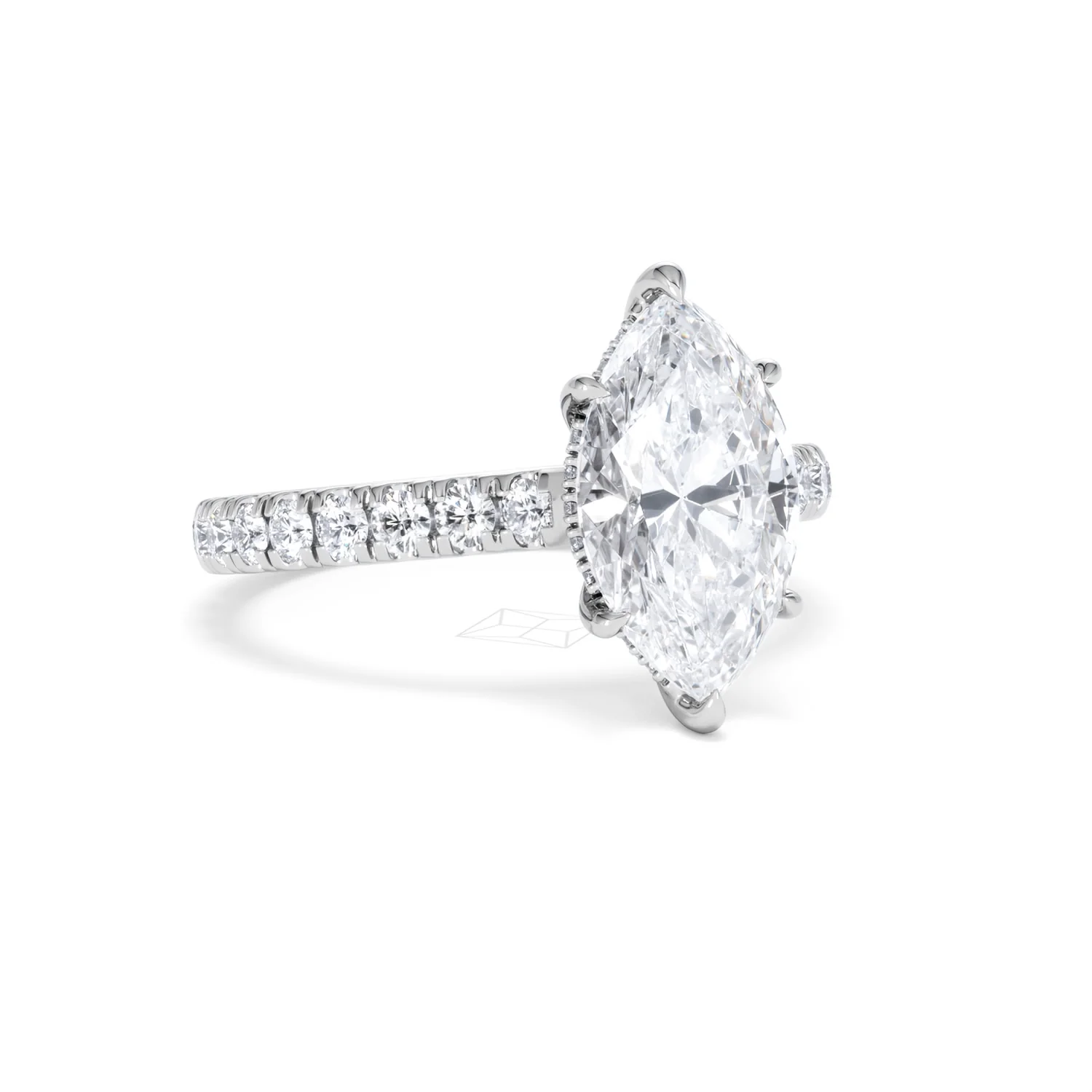 Amora Marquise 2.55ct Hidden Halo Lab Diamond Engagement Ring With Side Stones Set in Platinum - Image 13