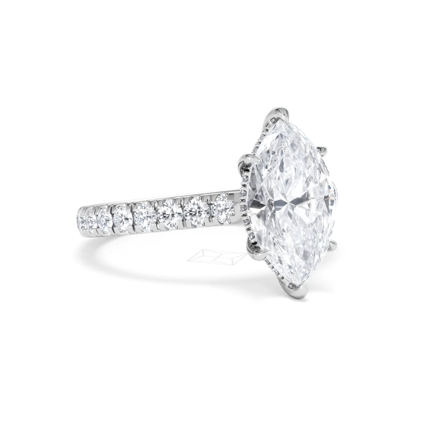Amora Marquise 2.55ct Hidden Halo Lab Diamond Engagement Ring With Side Stones Set in Platinum - Image 14