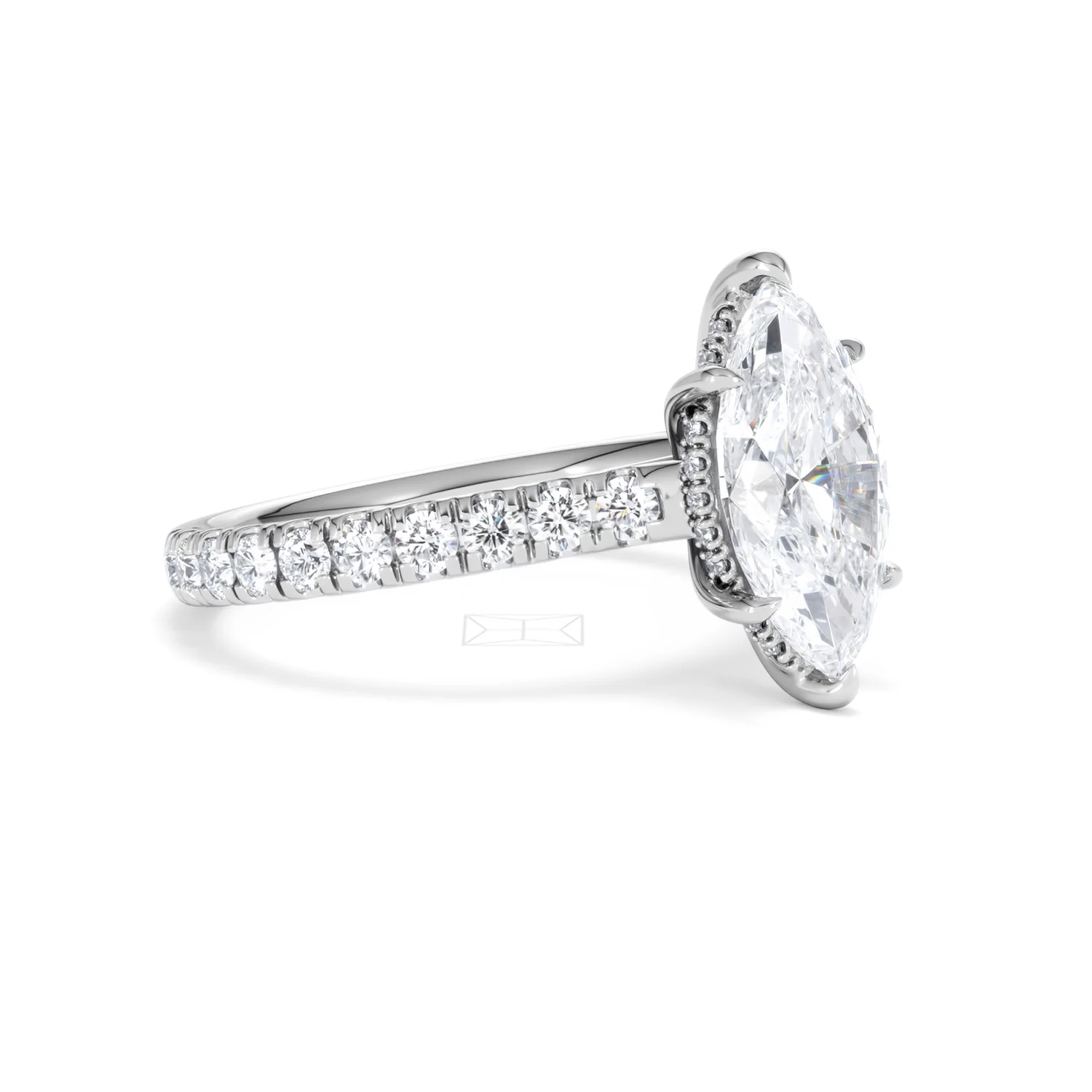 Amora Marquise 2.55ct Hidden Halo Lab Diamond Engagement Ring With Side Stones Set in Platinum - Image 18