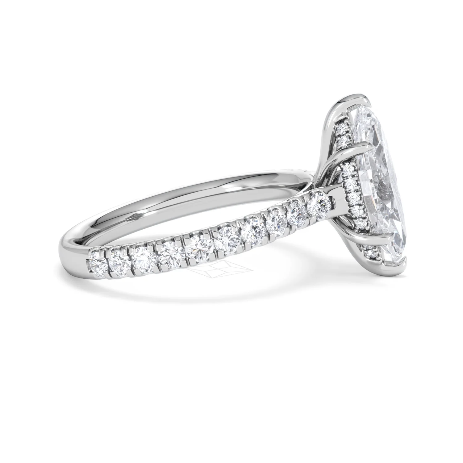 Amora Marquise 2.55ct Hidden Halo Lab Diamond Engagement Ring With Side Stones Set in Platinum - Image 26