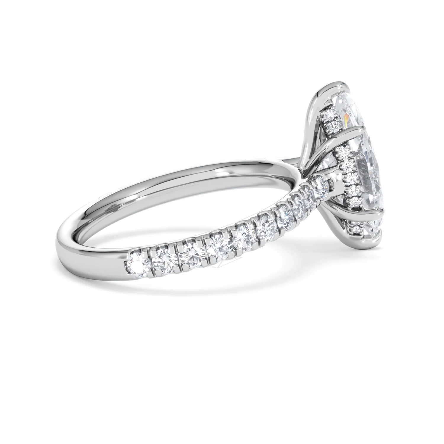 Amora Marquise 2.55ct Hidden Halo Lab Diamond Engagement Ring With Side Stones Set in Platinum - Image 31