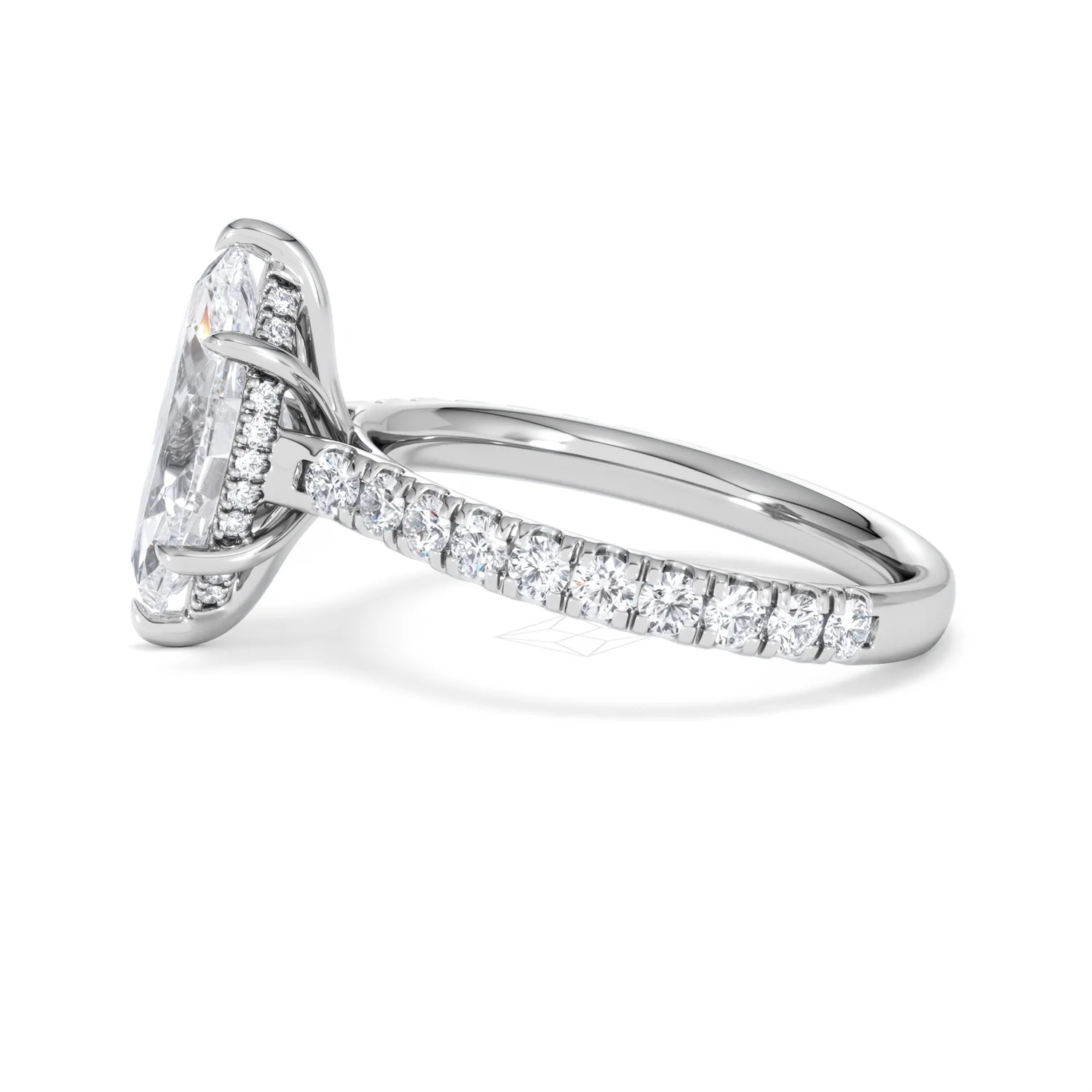 Amora Marquise 2.55ct Hidden Halo Lab Diamond Engagement Ring With Side Stones Set in Platinum - Image 69