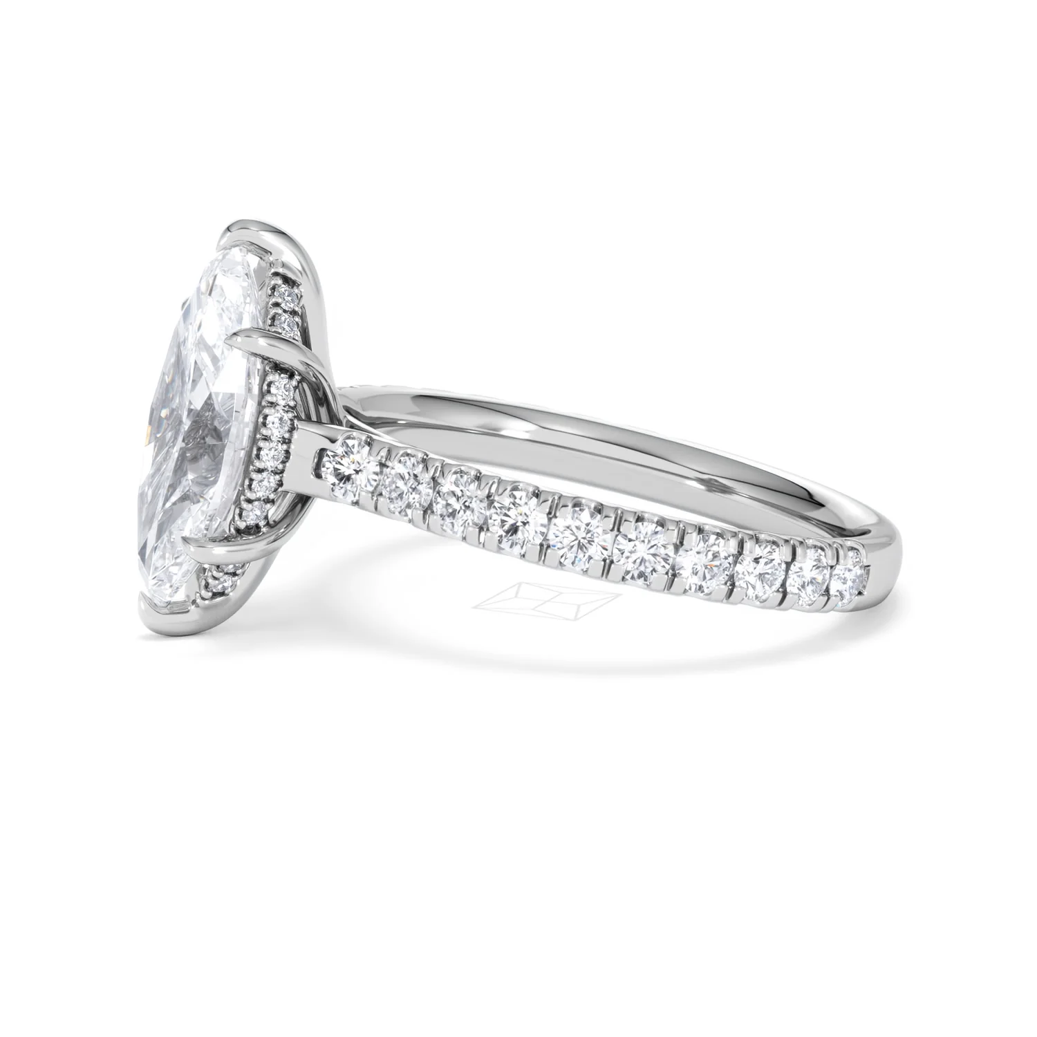 Amora Marquise 2.55ct Hidden Halo Lab Diamond Engagement Ring With Side Stones Set in Platinum - Image 72