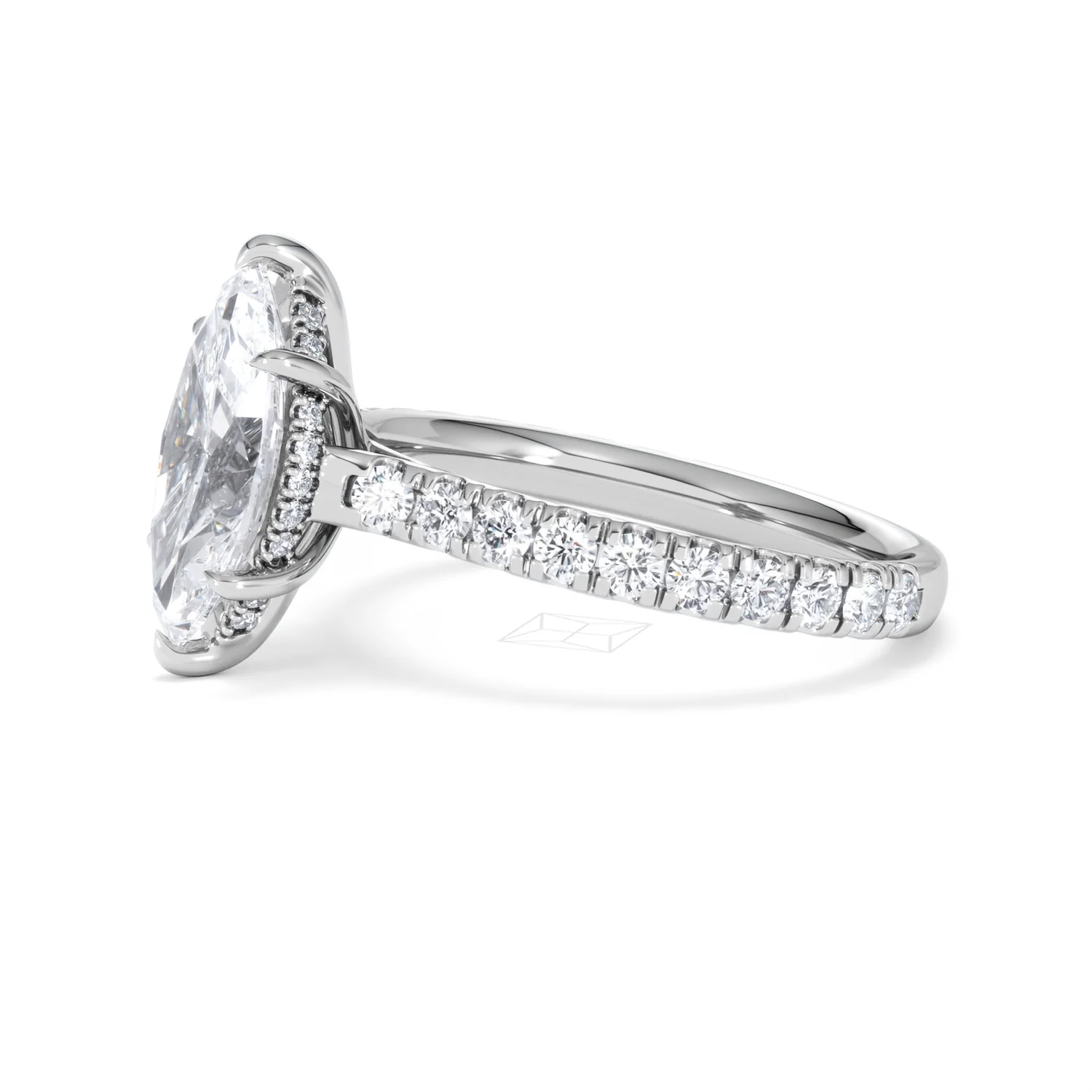 Amora Marquise 2.55ct Hidden Halo Lab Diamond Engagement Ring With Side Stones Set in Platinum - Image 73