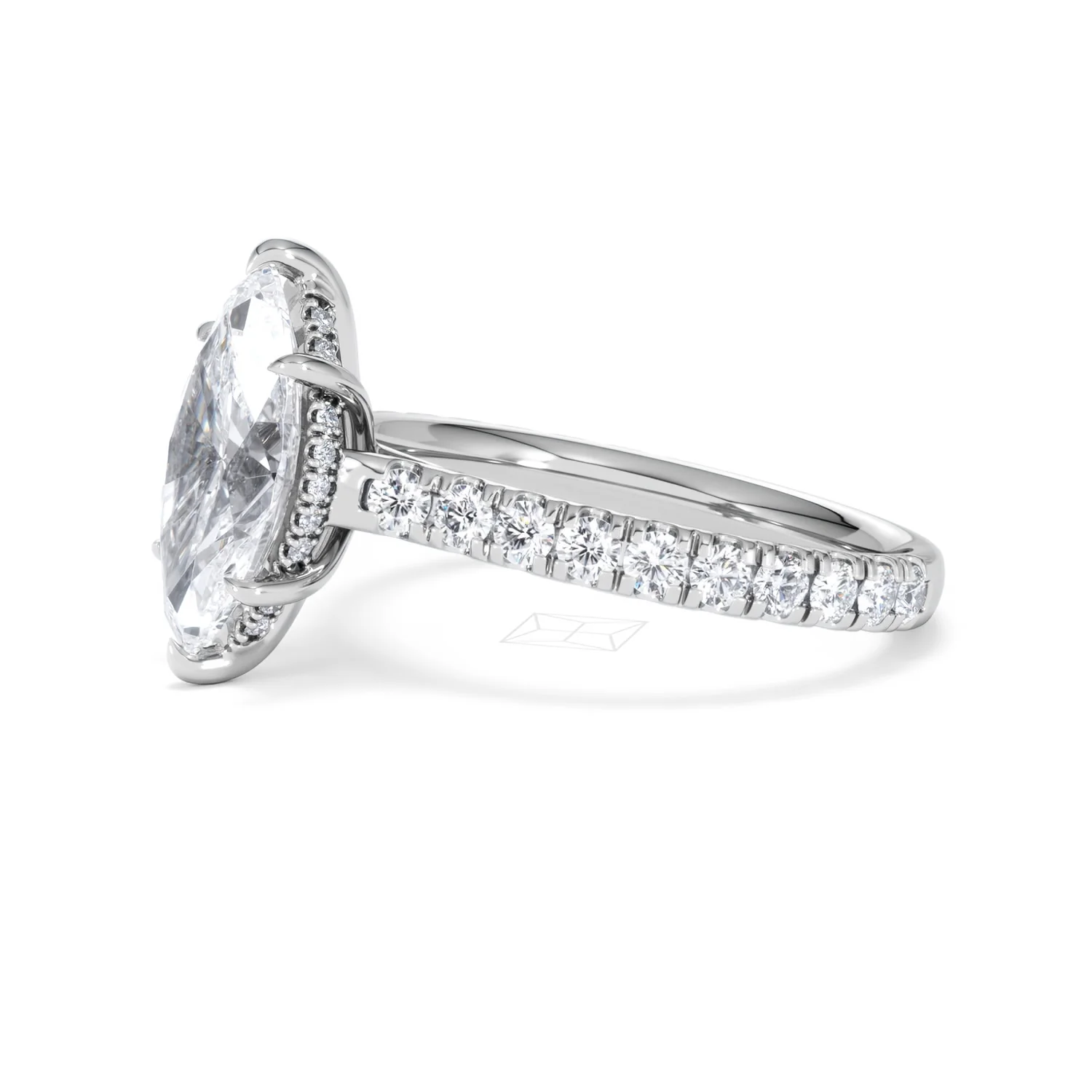 Amora Marquise 2.55ct Hidden Halo Lab Diamond Engagement Ring With Side Stones Set in Platinum - Image 74