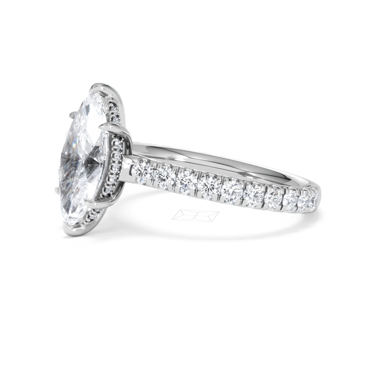 Amora Marquise 2.55ct Hidden Halo Lab Diamond Engagement Ring With Side Stones Set in Platinum - Image 75