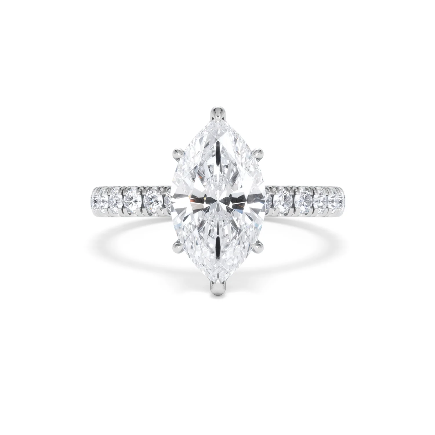 Amora Marquise 2.55ct Hidden Halo Lab Diamond Engagement Ring With Side Stones Set in Platinum - Image 8