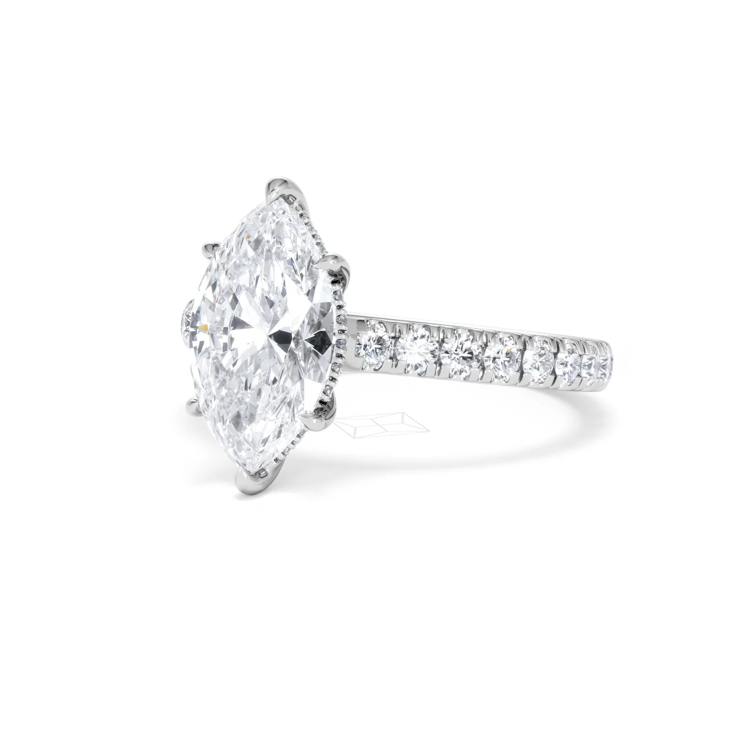 Amora Marquise 2.55ct Hidden Halo Lab Diamond Engagement Ring With Side Stones Set in Platinum - Image 82