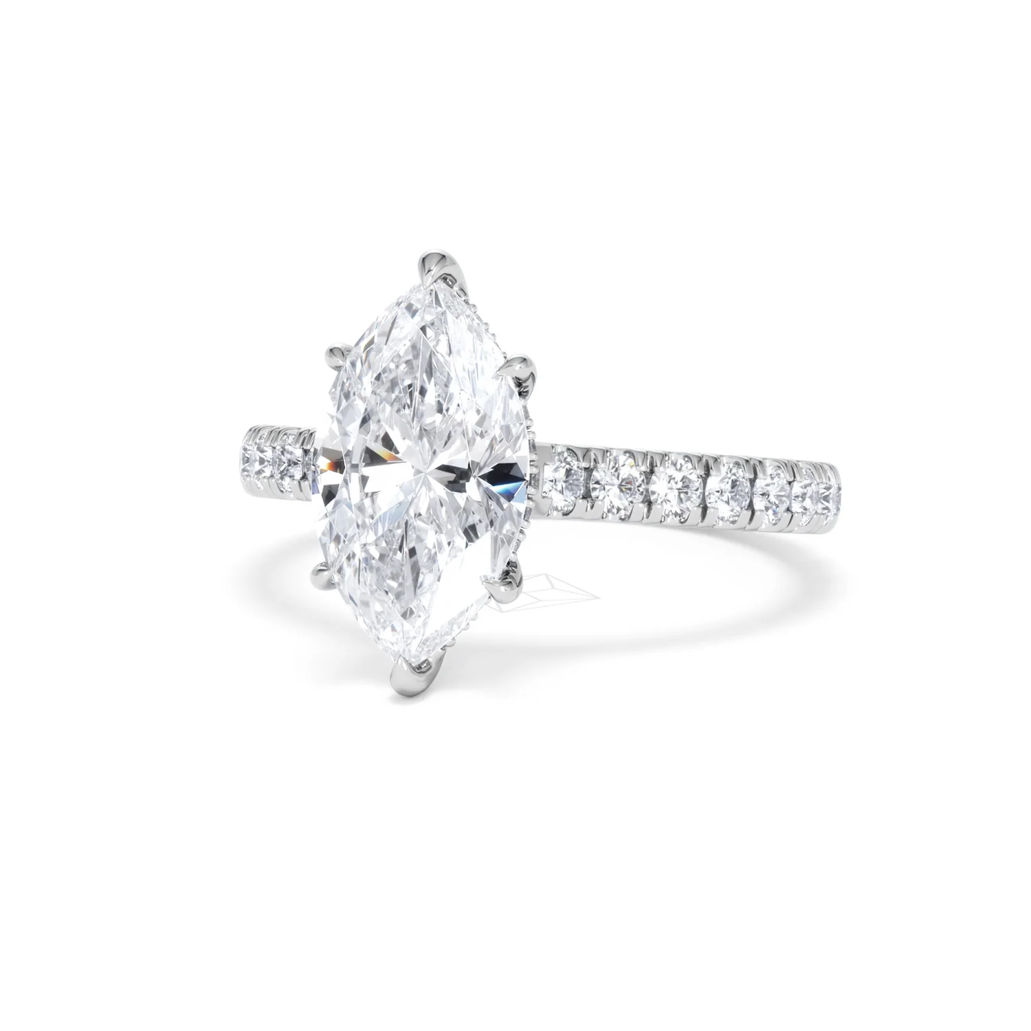 Amora Marquise 2.55ct Hidden Halo Lab Diamond Engagement Ring With Side Stones Set in Platinum - Image 84