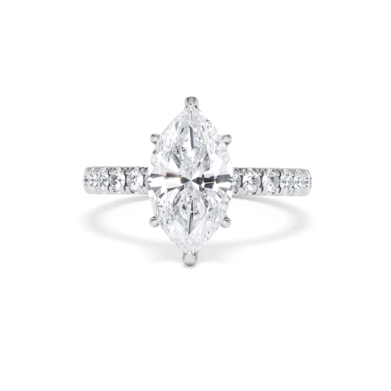 Amora Marquise 2.55ct Hidden Halo Lab Diamond Engagement Ring With Side Stones Set in Platinum - Image 87