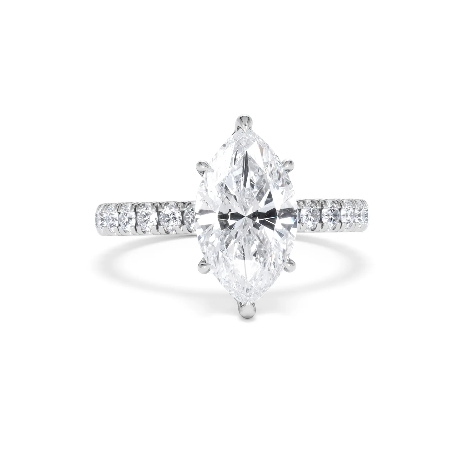 Amora Marquise 2.55ct Hidden Halo Lab Diamond Engagement Ring With Side Stones Set in Platinum - Image 9