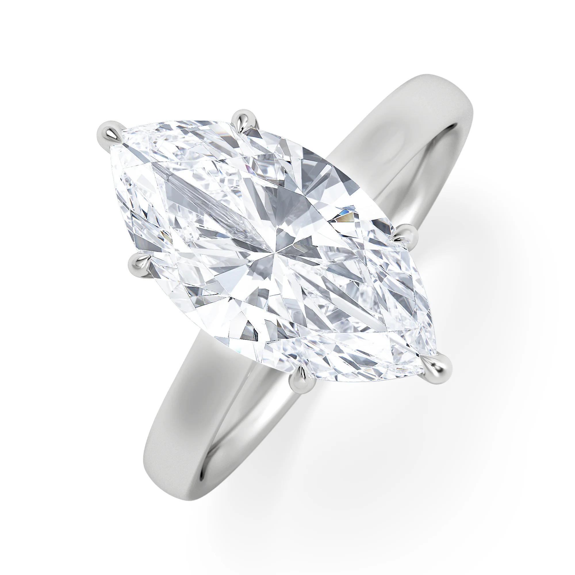 Amora Marquise 3.11ct Hidden Halo Lab Diamond Engagement Ring G/VS Set in 18K White Gold
