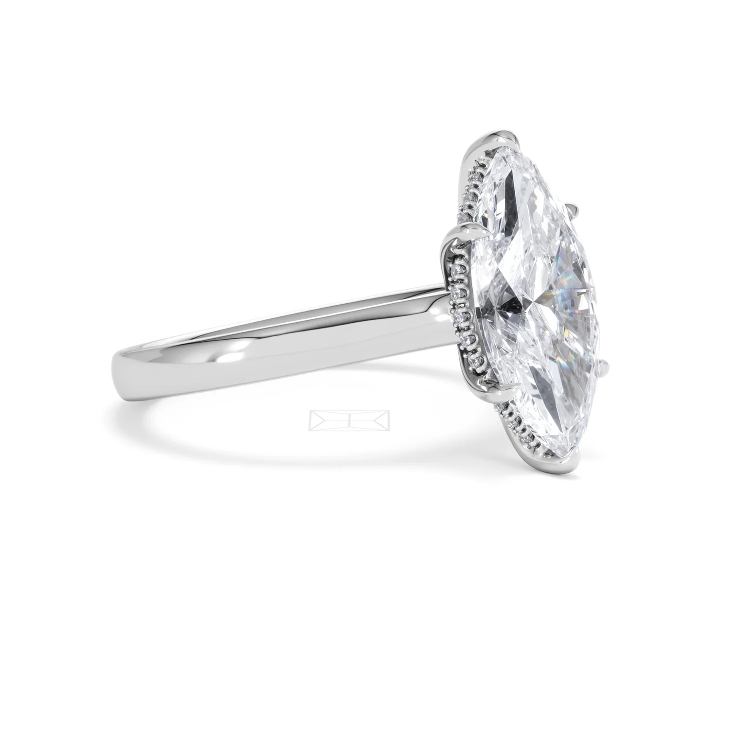 Amora Marquise 3.11ct Hidden Halo Lab Diamond Engagement Ring G/VS Set in 18K White Gold - Image 18