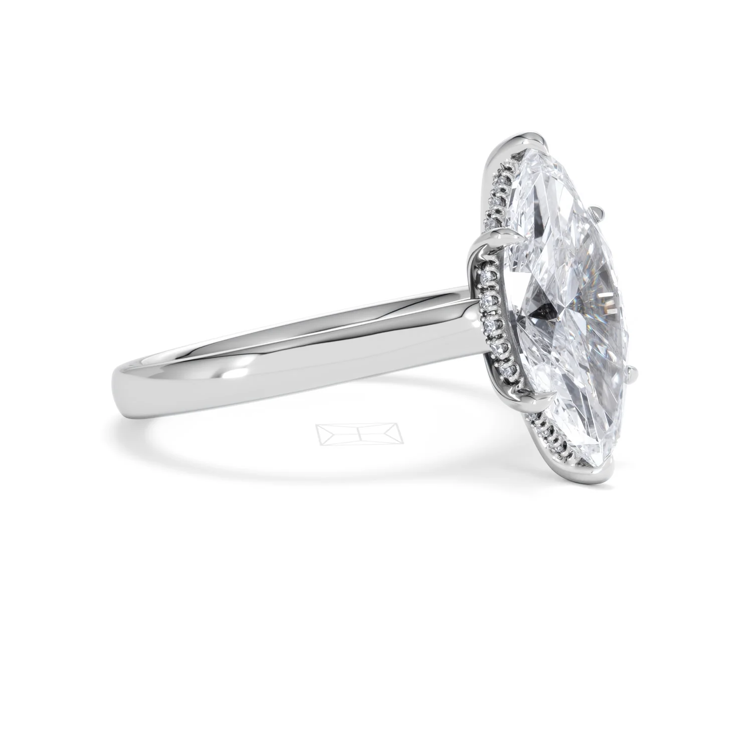 Amora Marquise 3.11ct Hidden Halo Lab Diamond Engagement Ring G/VS Set in 18K White Gold - Image 19