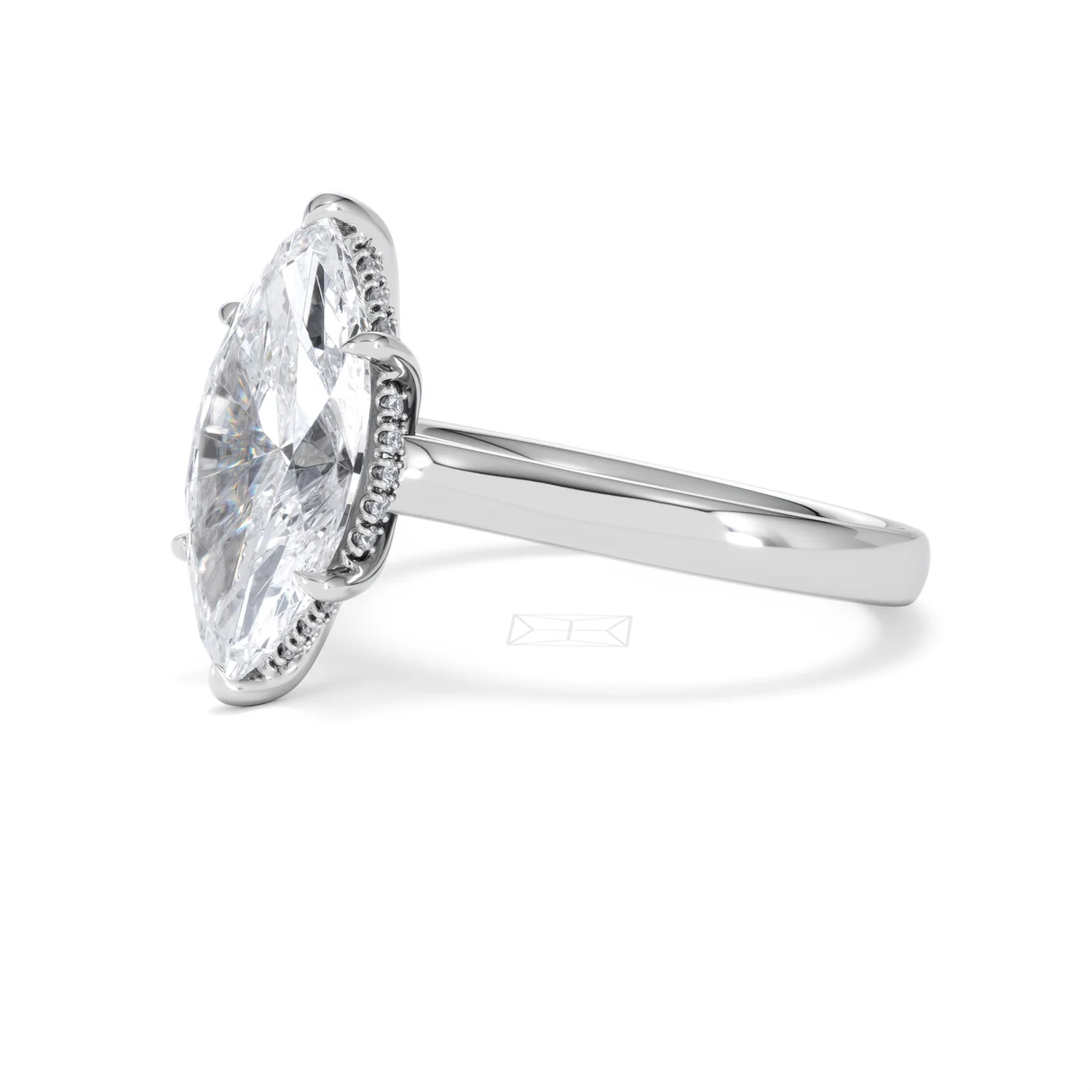 Amora Marquise 3.11ct Hidden Halo Lab Diamond Engagement Ring G/VS Set in 18K White Gold - Image 77