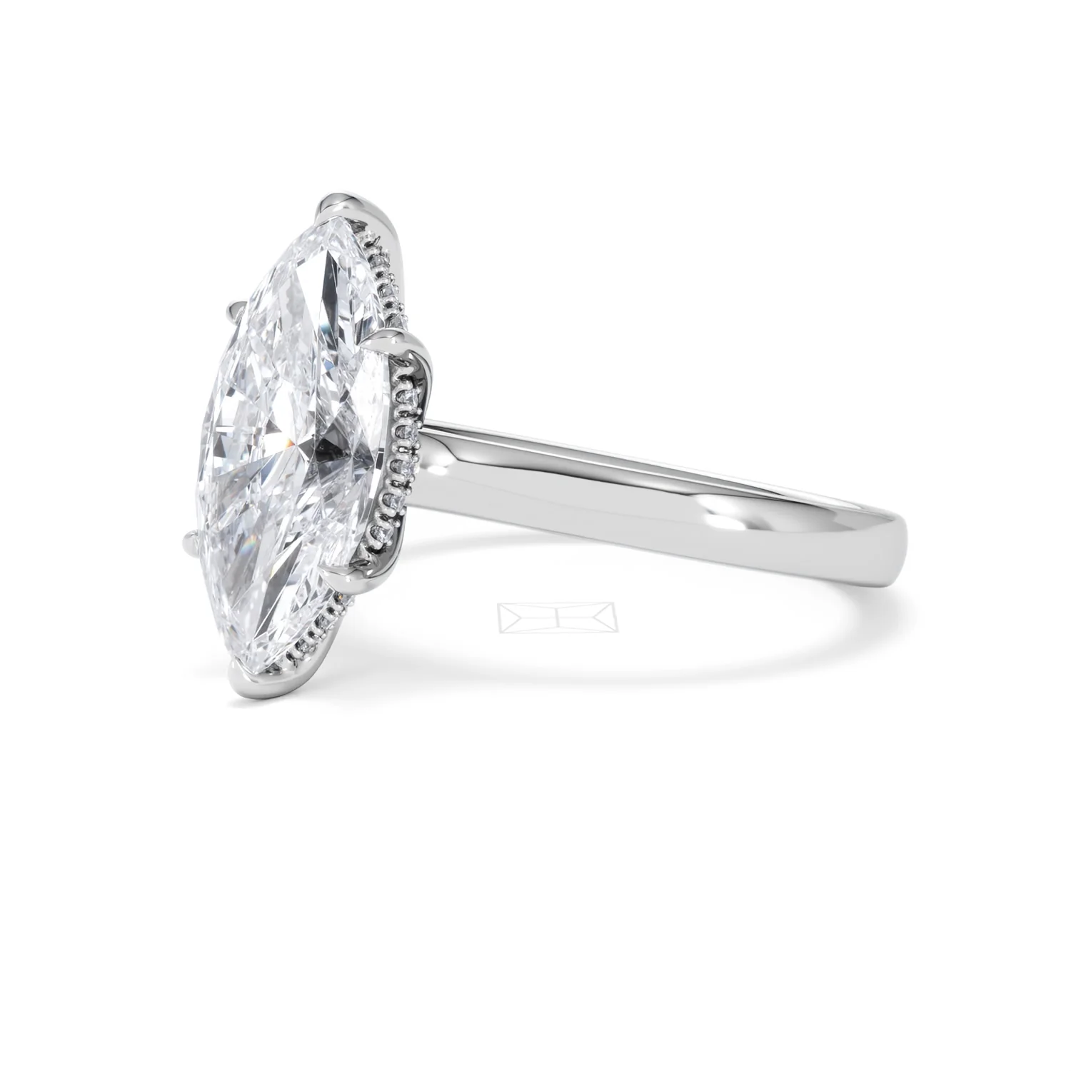 Amora Marquise 3.11ct Hidden Halo Lab Diamond Engagement Ring G/VS Set in 18K White Gold - Image 78