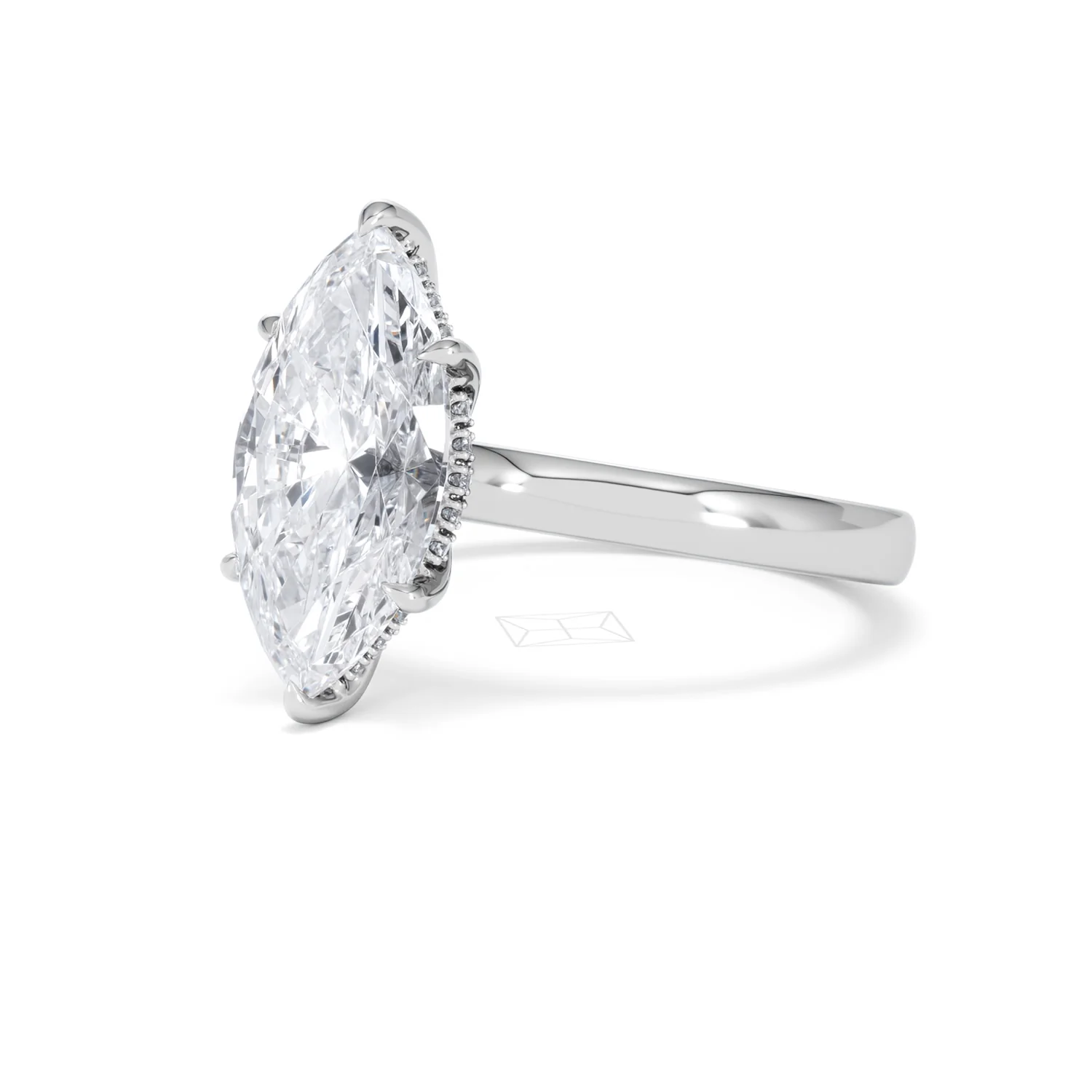 Amora Marquise 3.11ct Hidden Halo Lab Diamond Engagement Ring G/VS Set in 18K White Gold - Image 80