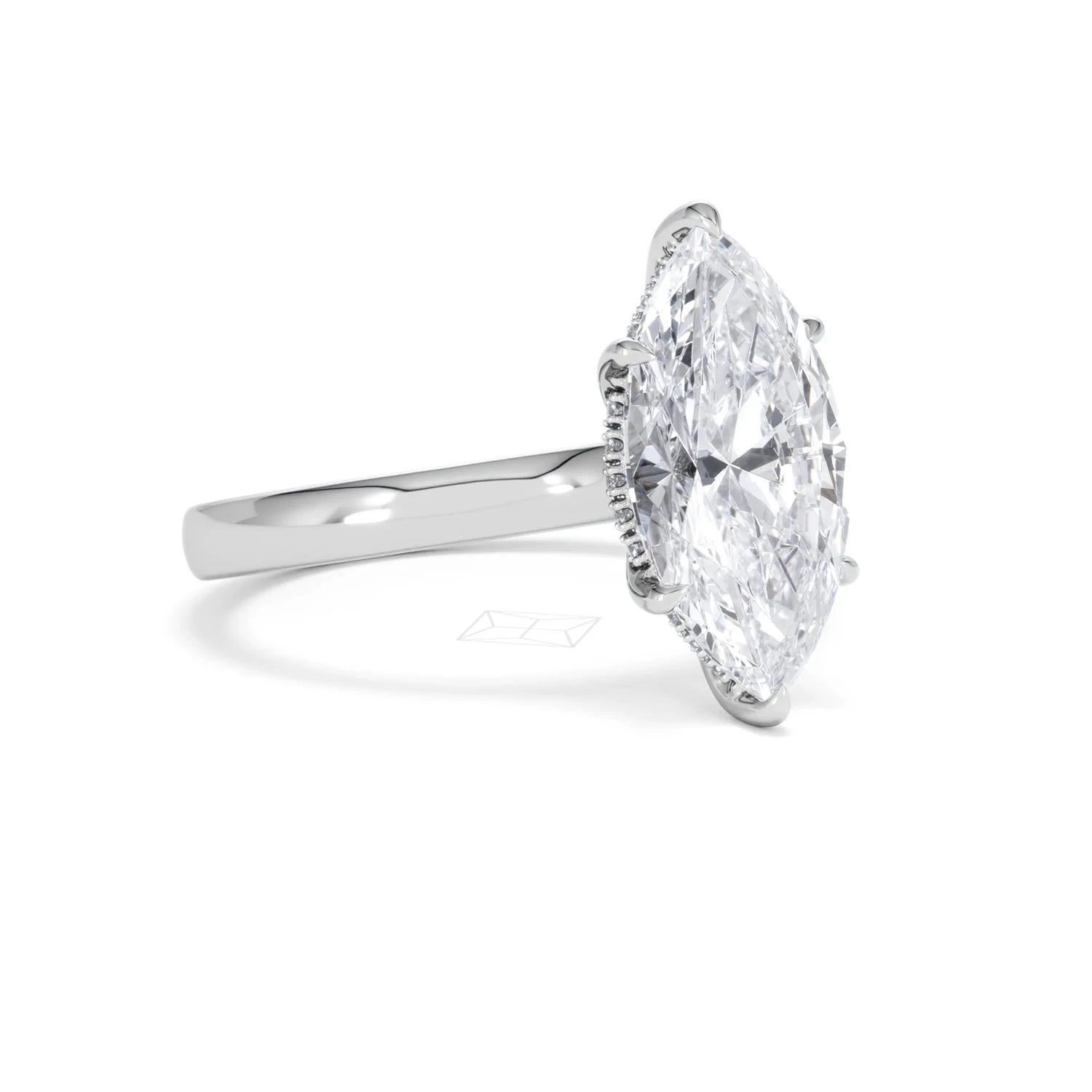 Amora Marquise 3.11ct Hidden Halo Lab Diamond Engagement Ring G/VS Set in Platinum - Image 15