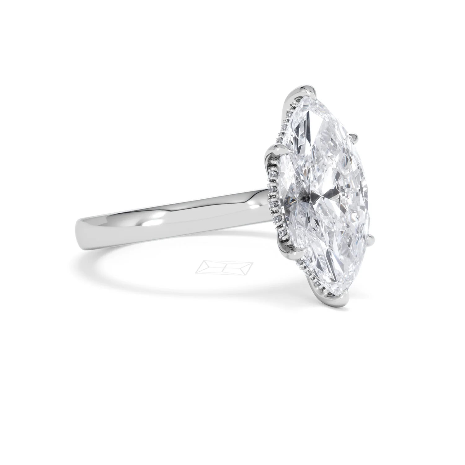 Amora Marquise 3.11ct Hidden Halo Lab Diamond Engagement Ring G/VS Set in Platinum - Image 16