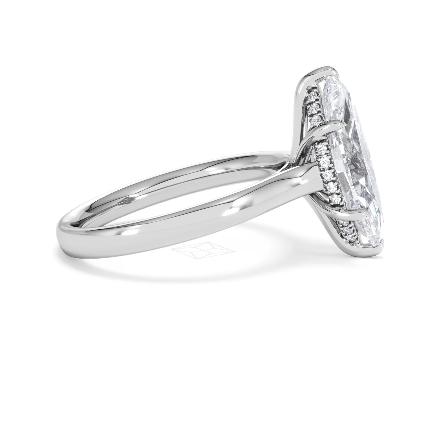 Amora Marquise 3.11ct Hidden Halo Lab Diamond Engagement Ring G/VS Set in Platinum - Image 26