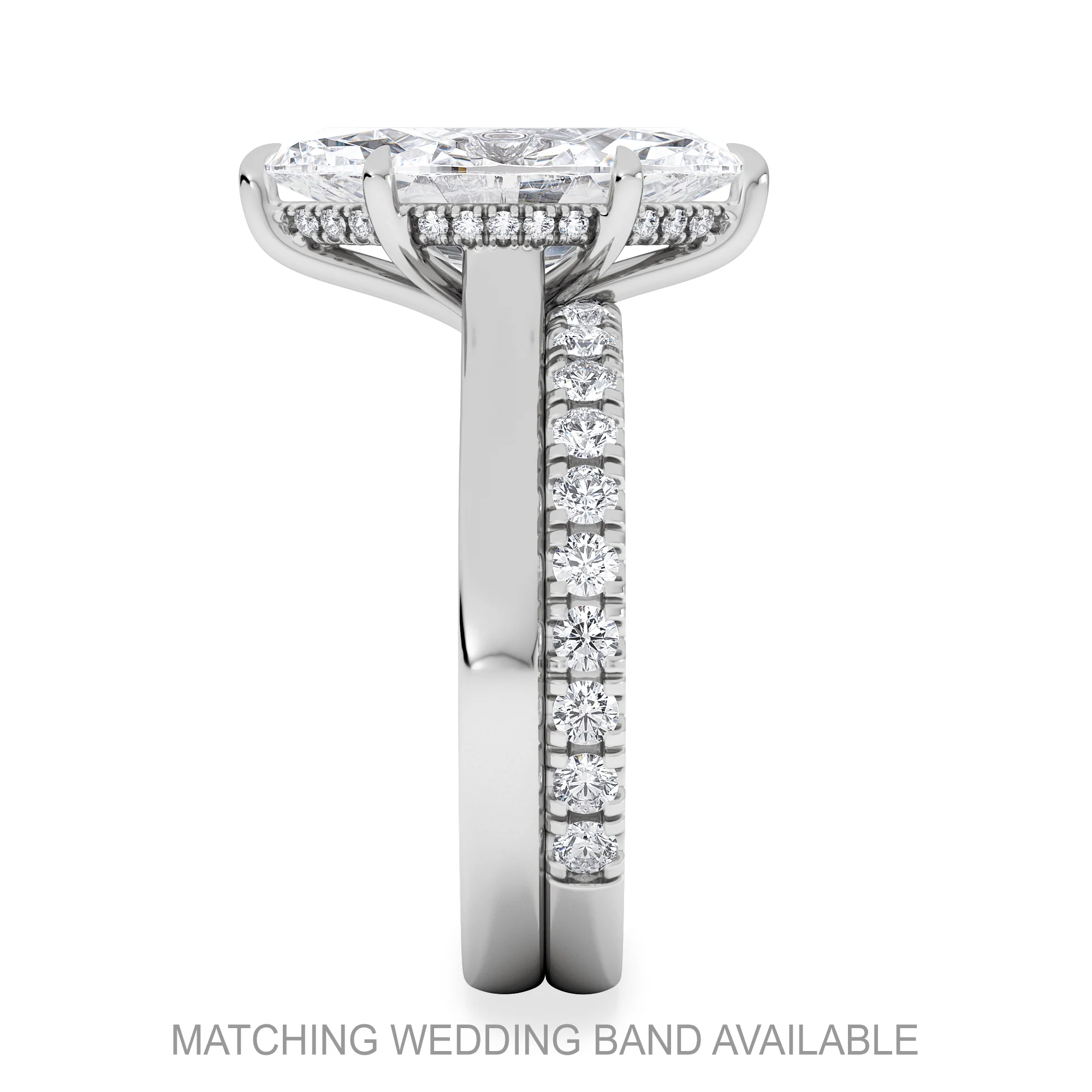 Amora Marquise 3.11ct Hidden Halo Lab Diamond Engagement Ring G/VS Set in Platinum - Image 5