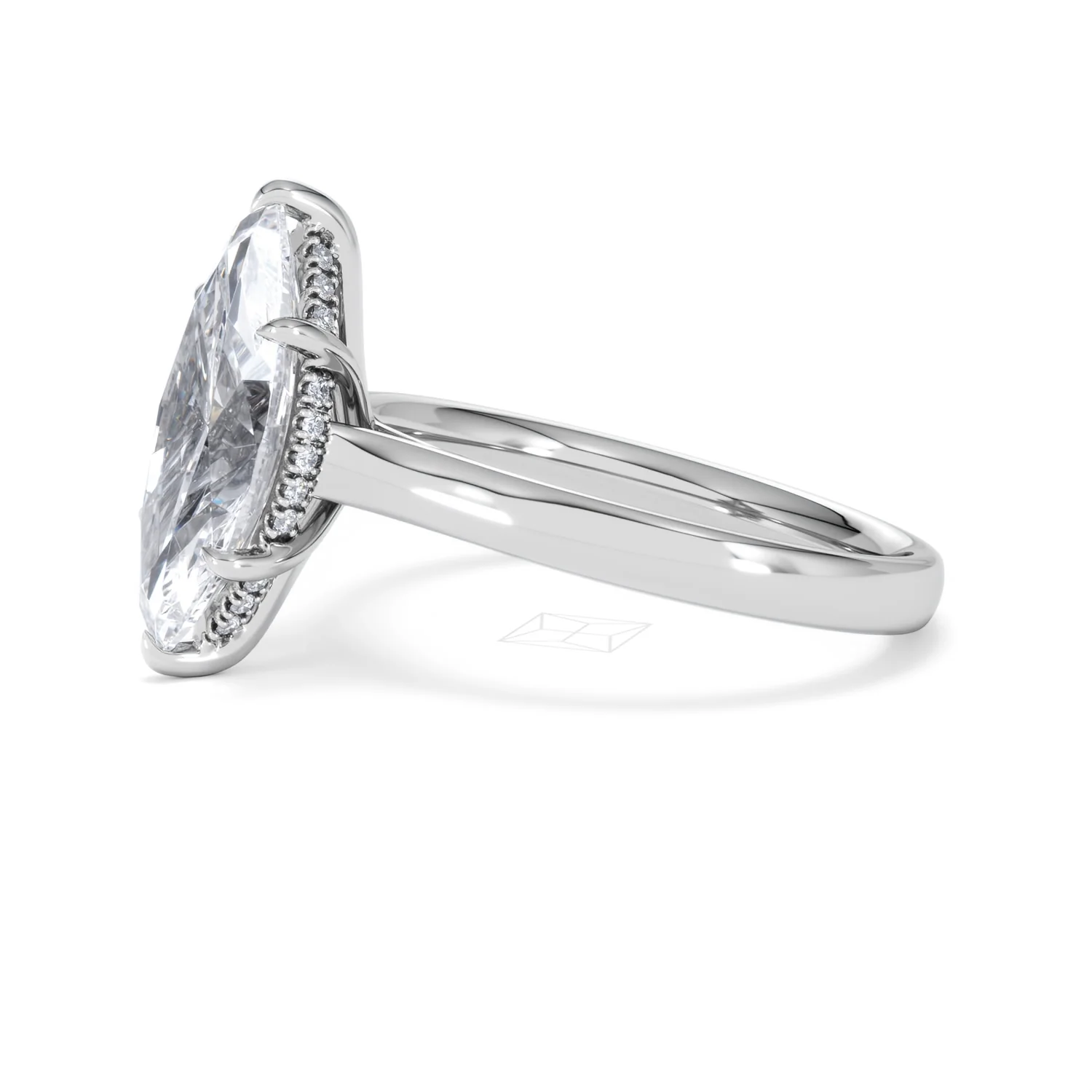 Amora Marquise 3.11ct Hidden Halo Lab Diamond Engagement Ring G/VS Set in Platinum - Image 73