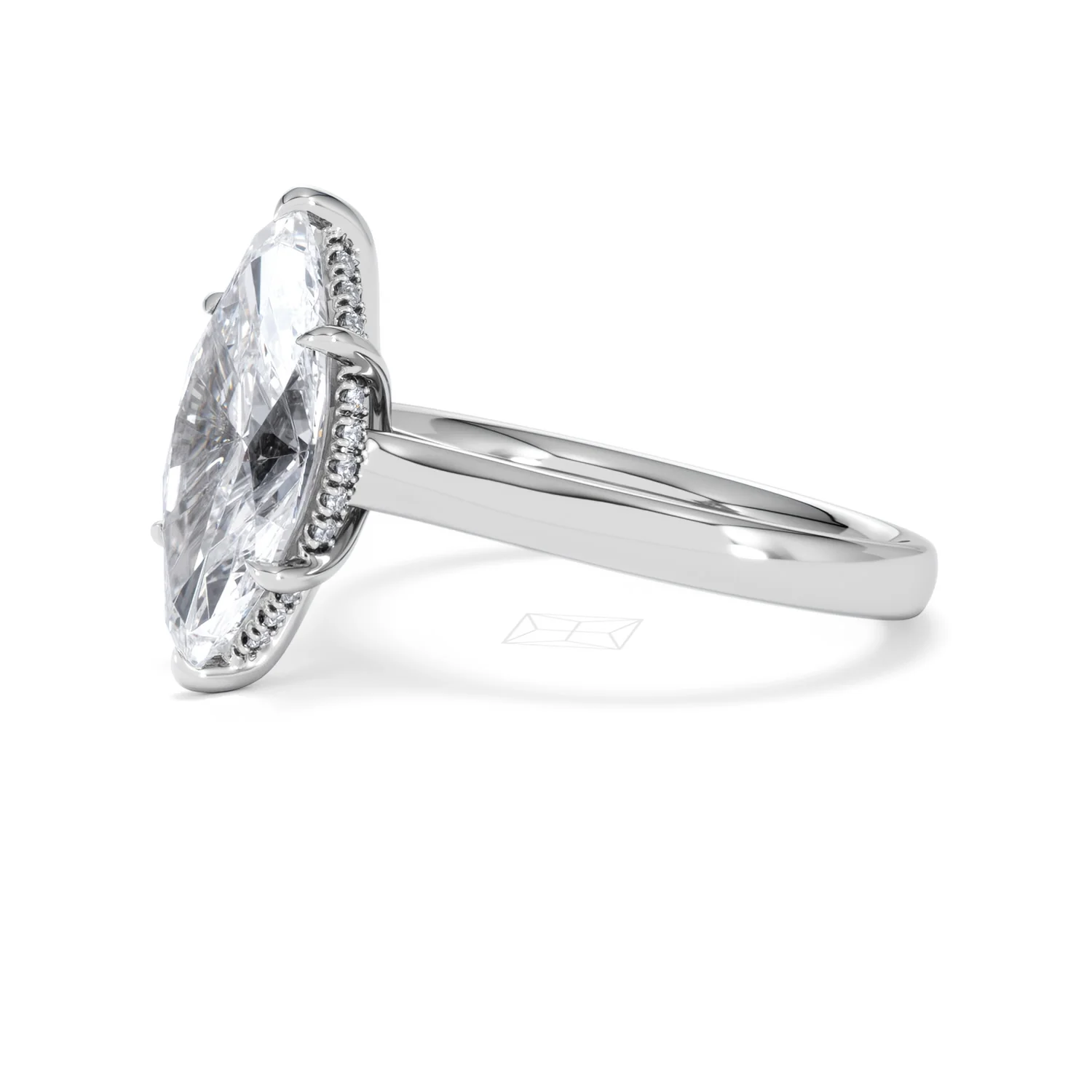 Amora Marquise 3.11ct Hidden Halo Lab Diamond Engagement Ring G/VS Set in Platinum - Image 75