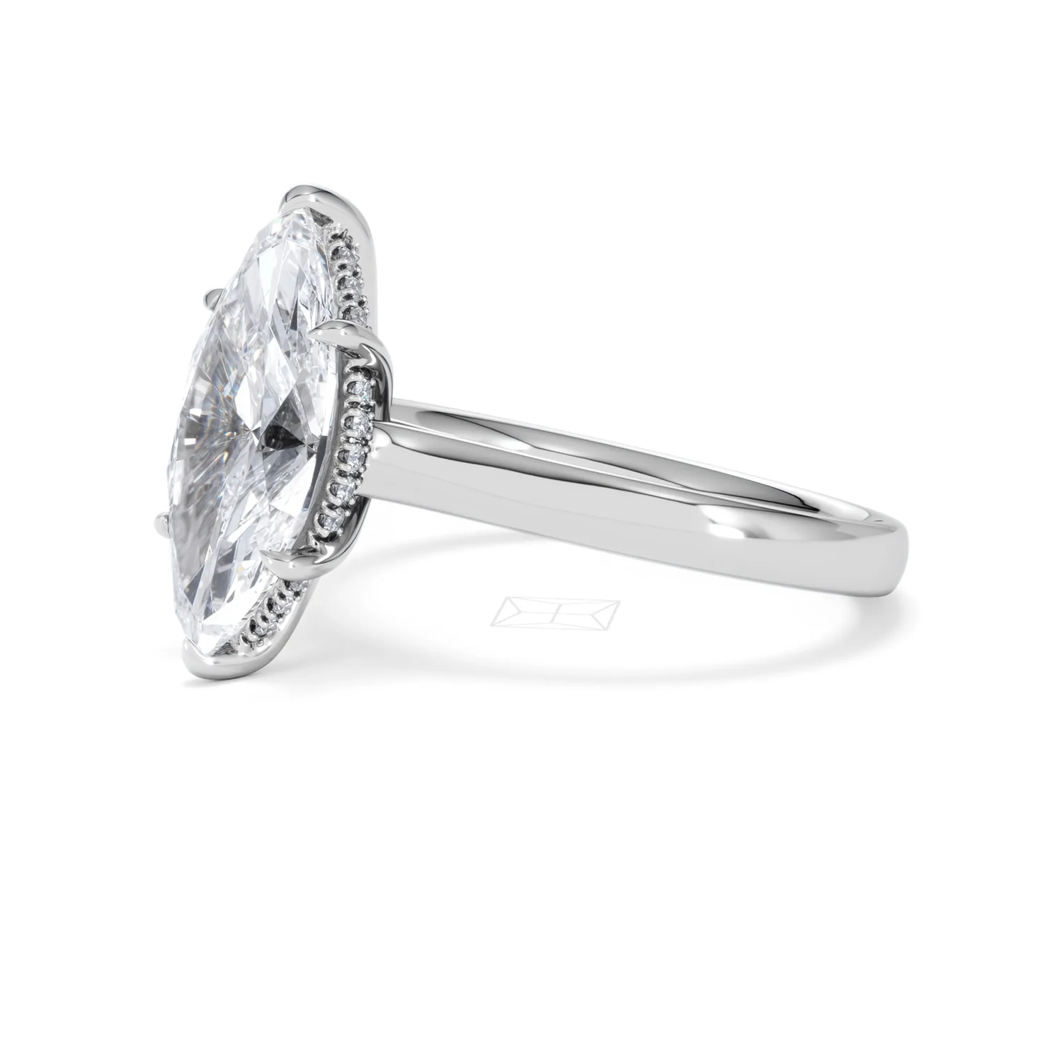 Amora Marquise 3.11ct Hidden Halo Lab Diamond Engagement Ring G/VS Set in Platinum - Image 76