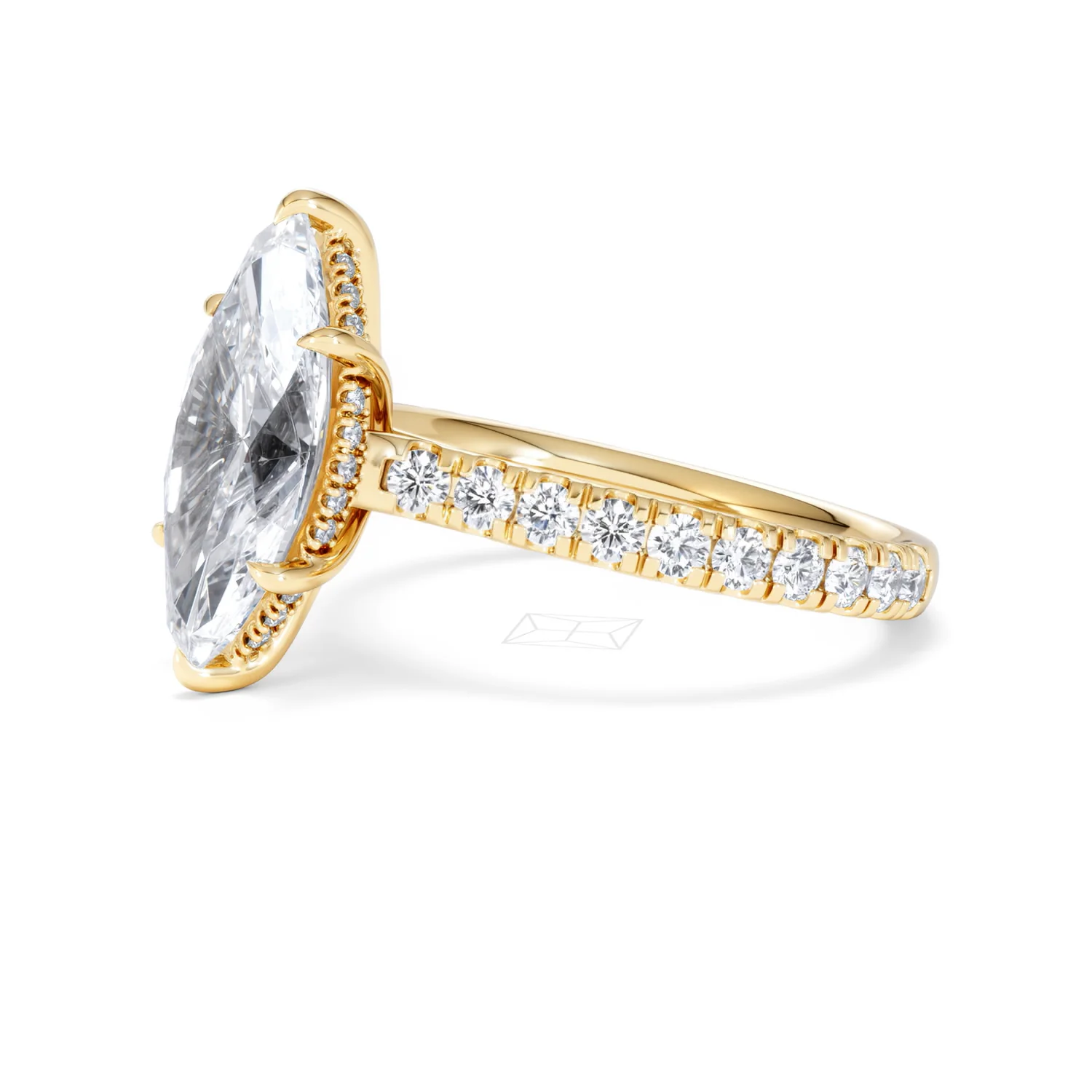 Amora Marquise 3.36ct Hidden Halo Lab Diamond Engagement Ring With Hidden Halo Set in 18K Gold - Image 75