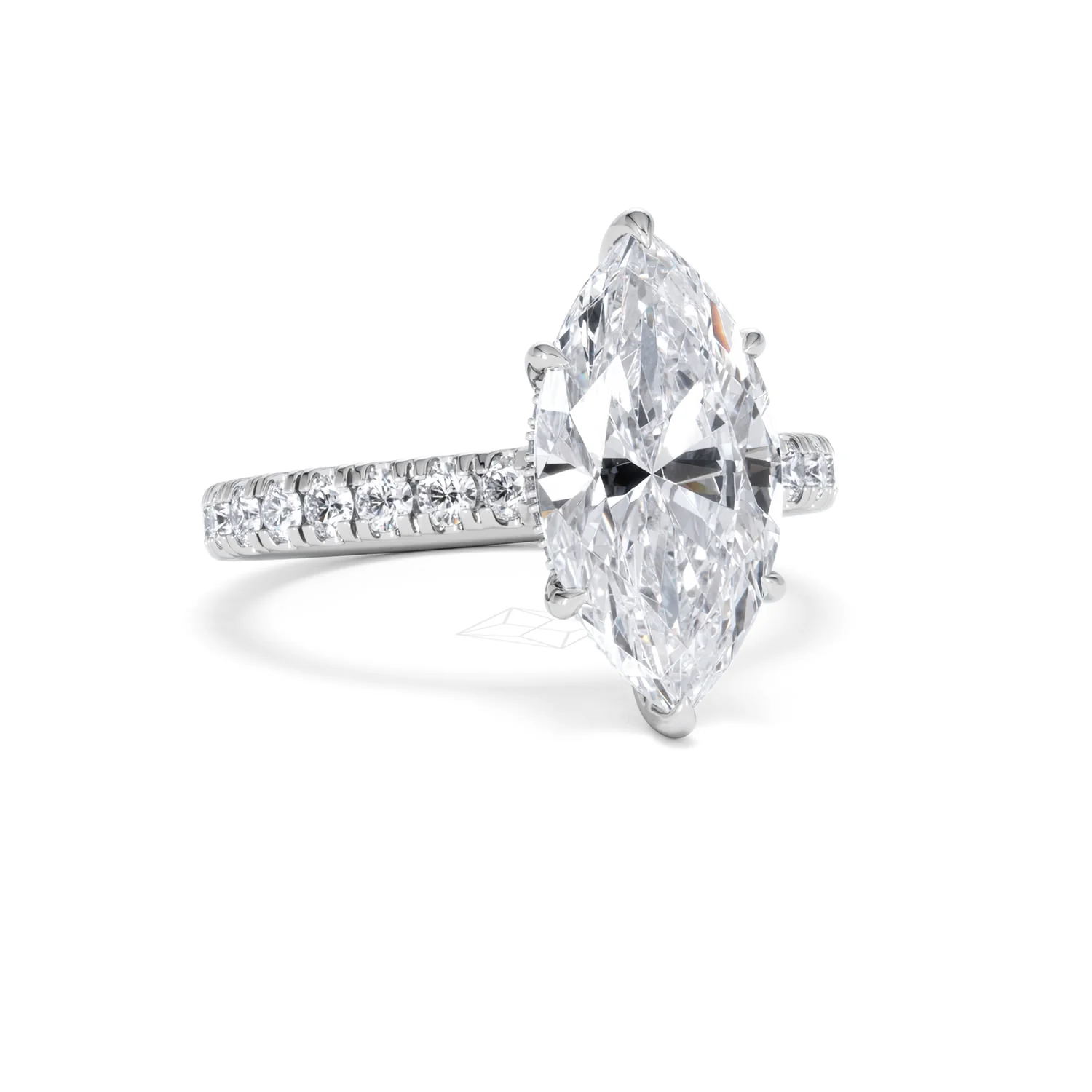 Amora Marquise 3.36ct Hidden Halo Lab Diamond Engagement Ring With Side Stones Set in 18K White Gold - Image 12